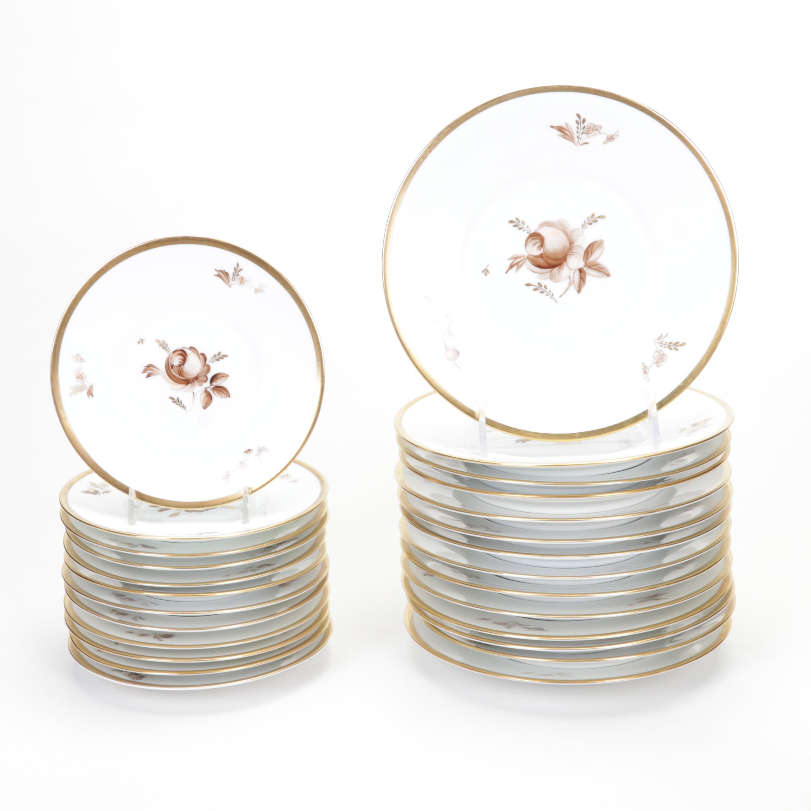 Royal Copenhagen "Brown Rose" Porcelain Dinnerware and Serving Pieces