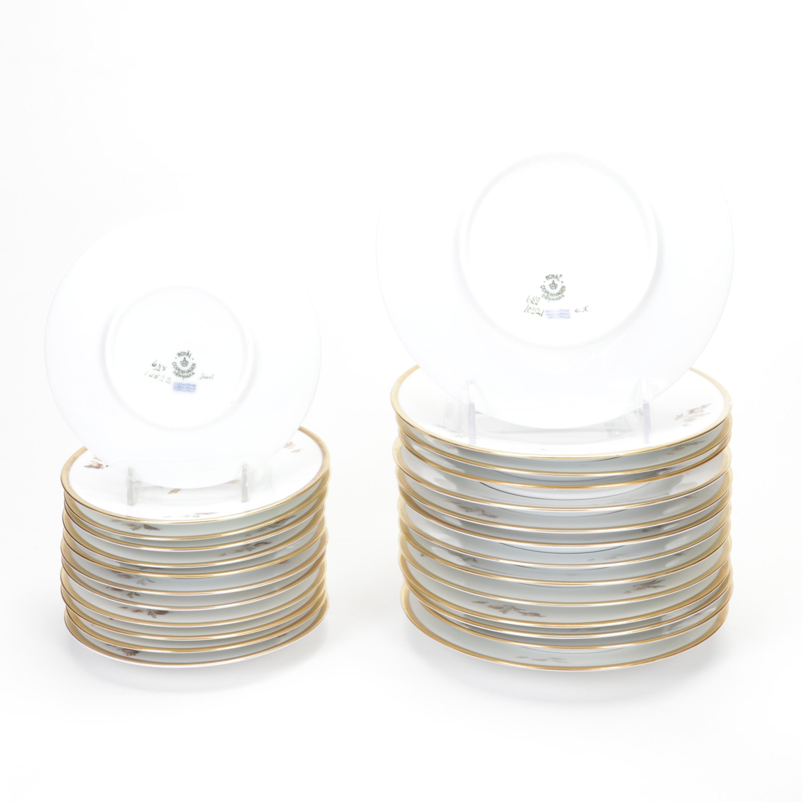 Royal Copenhagen "Brown Rose" Porcelain Dinnerware and Serving Pieces