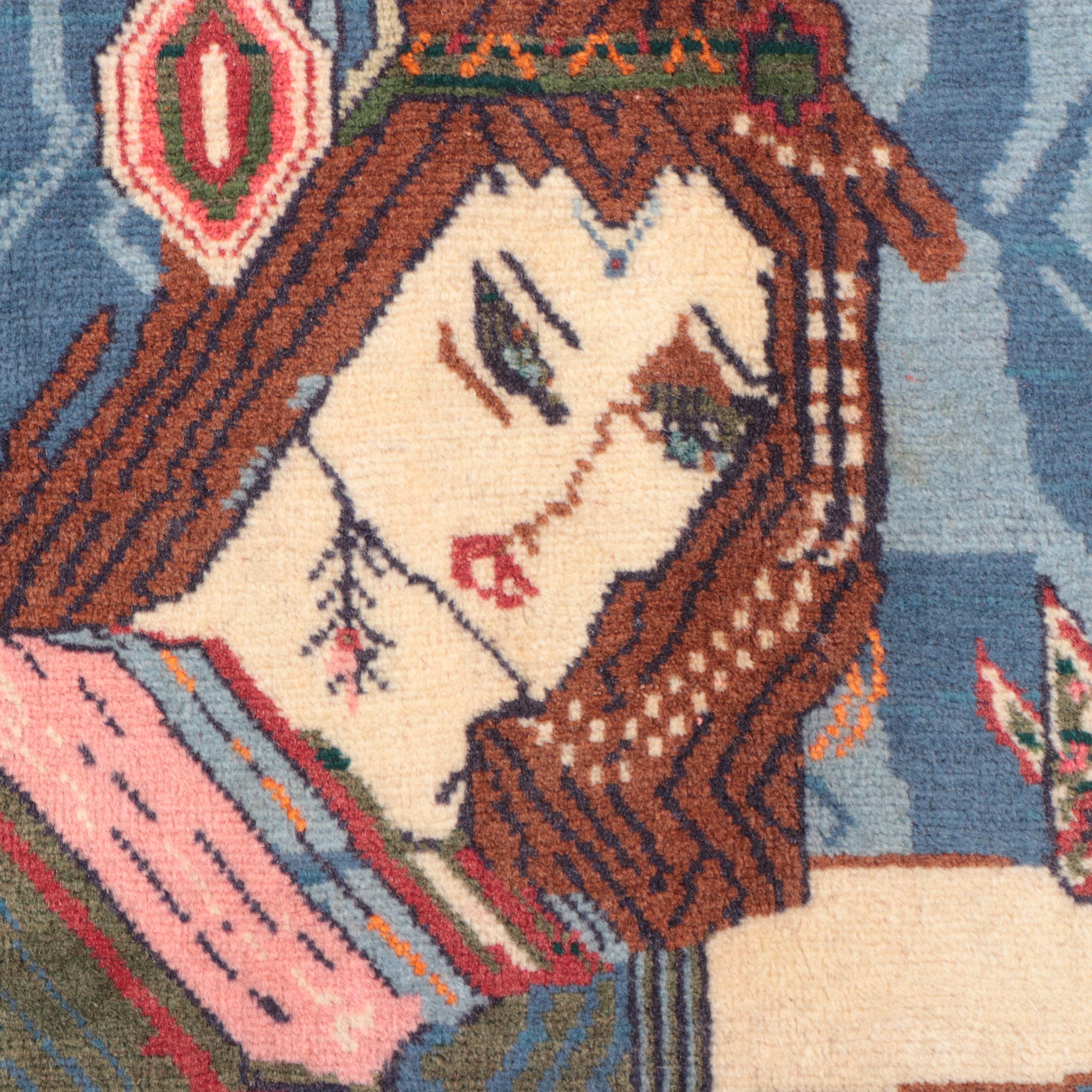 1'10 x 2'10 Hand-Knotted Persian Qashqai Pictorial Floor Mat