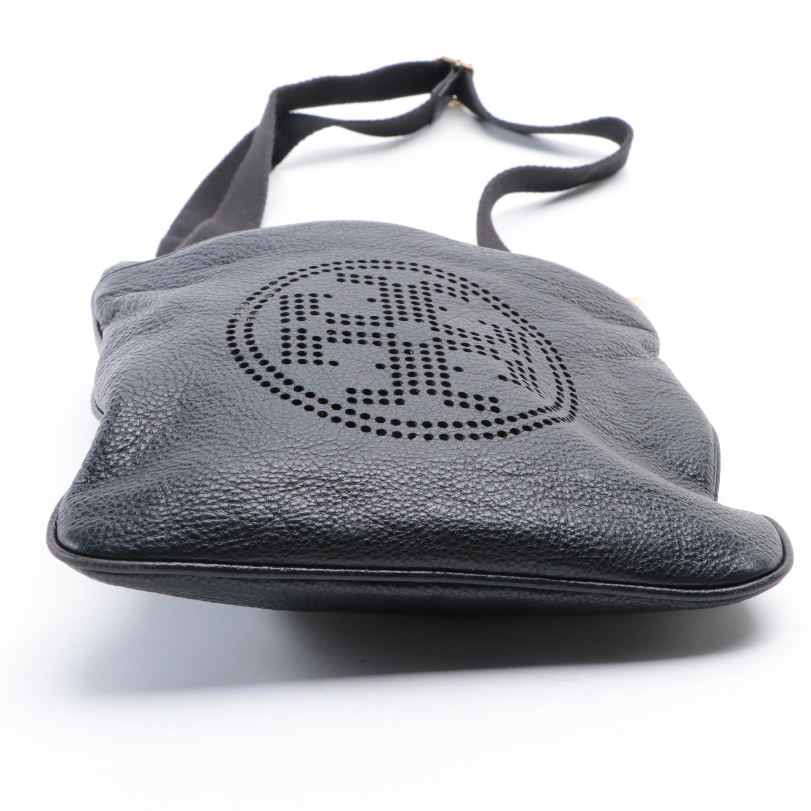 Tory Burch Flat Crossbody Bag in Black Leather with Web Strap