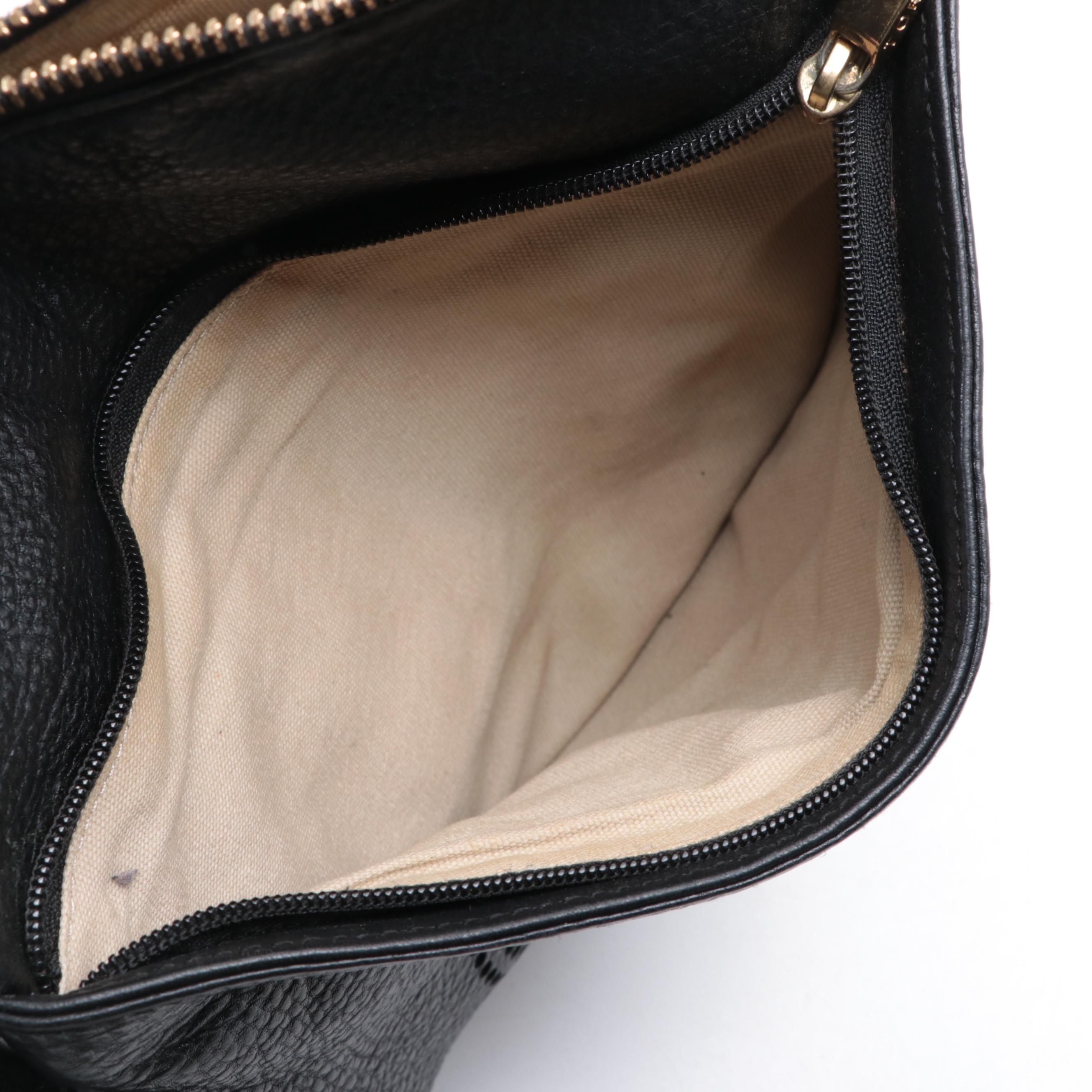 Tory Burch Flat Crossbody Bag in Black Leather with Web Strap