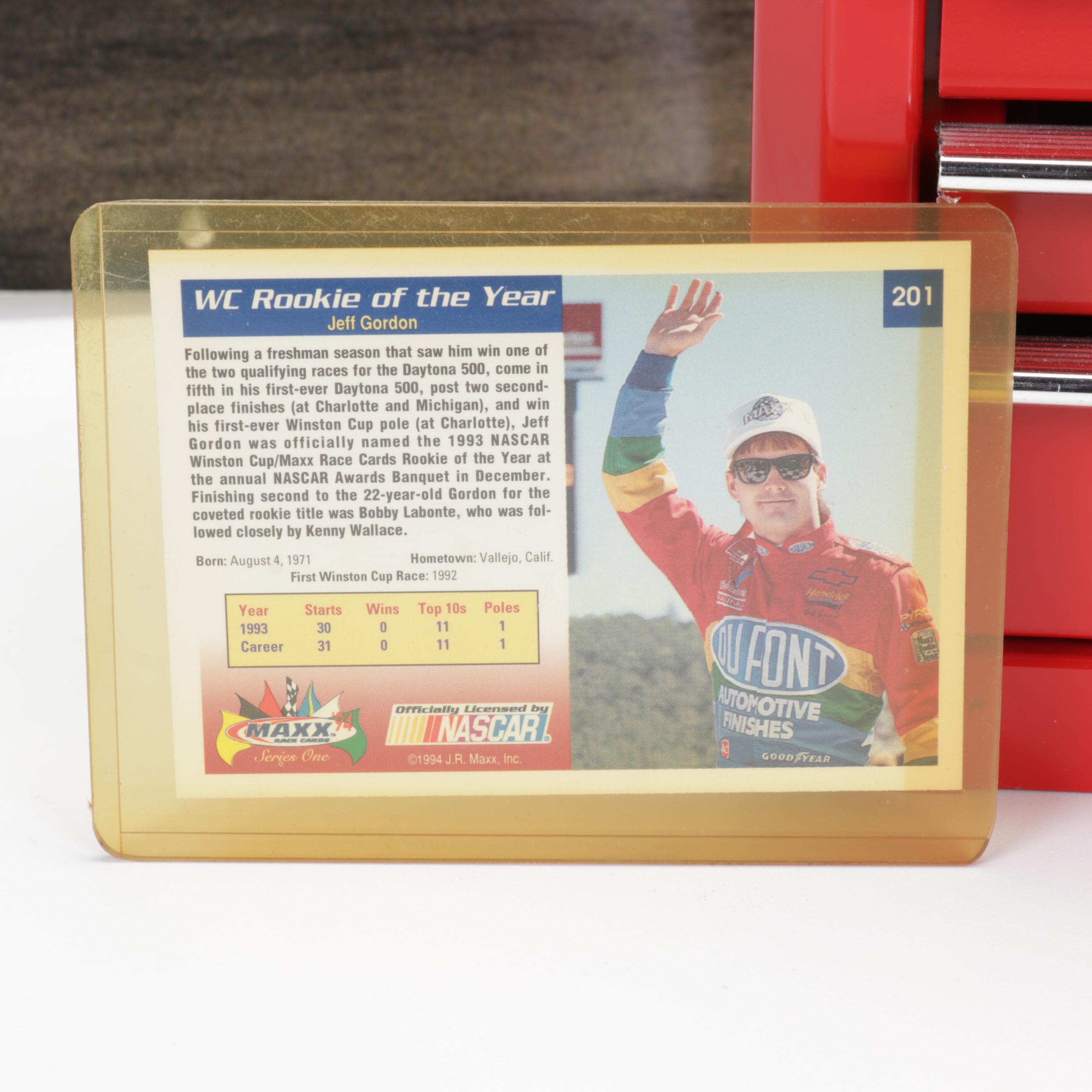 Jeff Gordon Memorabilia Featuring Calendars, Diecast Toy Car, ROY Card and More