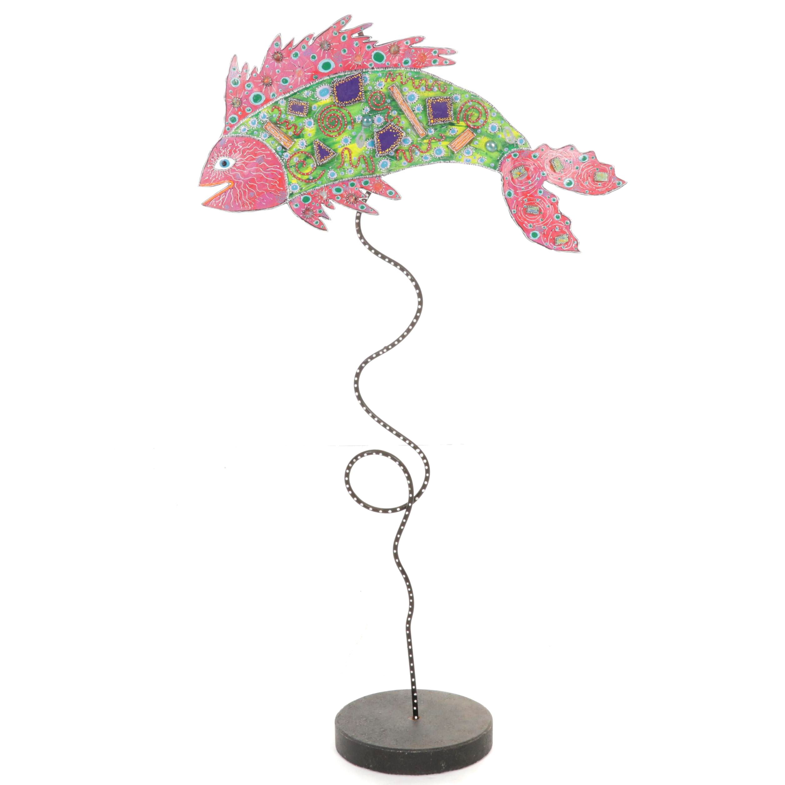Signed Embellished Metal Fish Sculpture by Markel