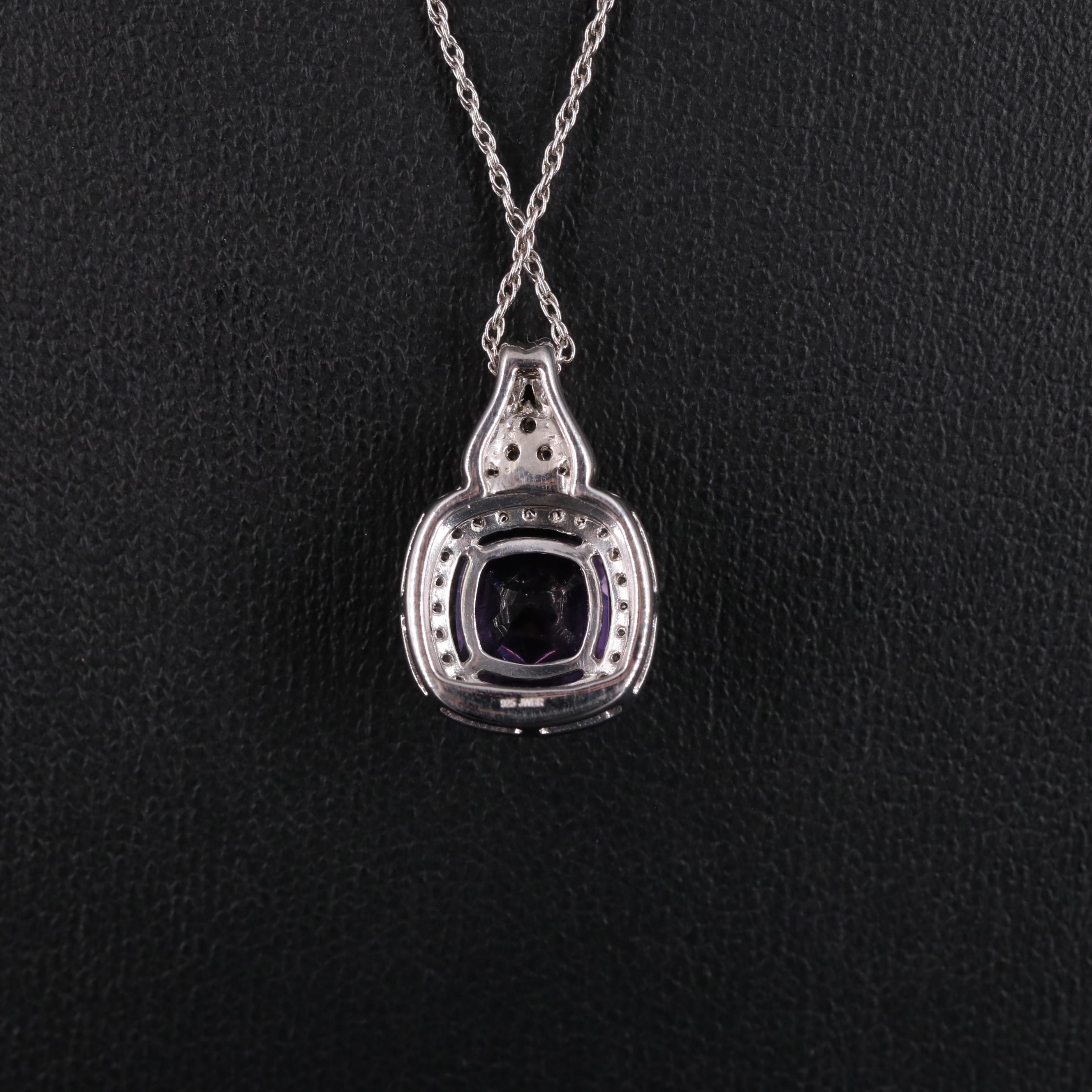 Sterling Silver Amethysts and Sapphire Necklace