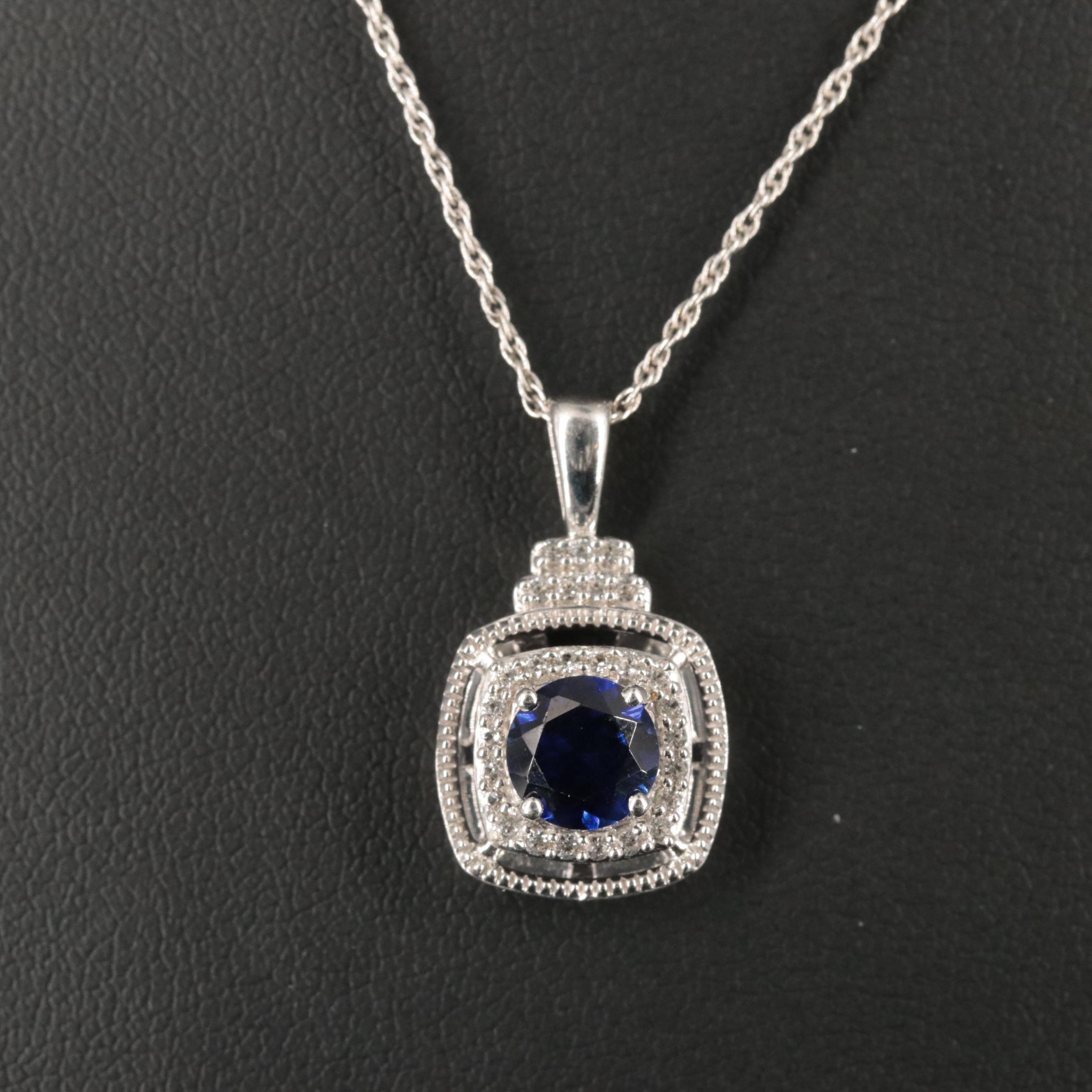 Sterling Silver Sapphire Pendant Necklace