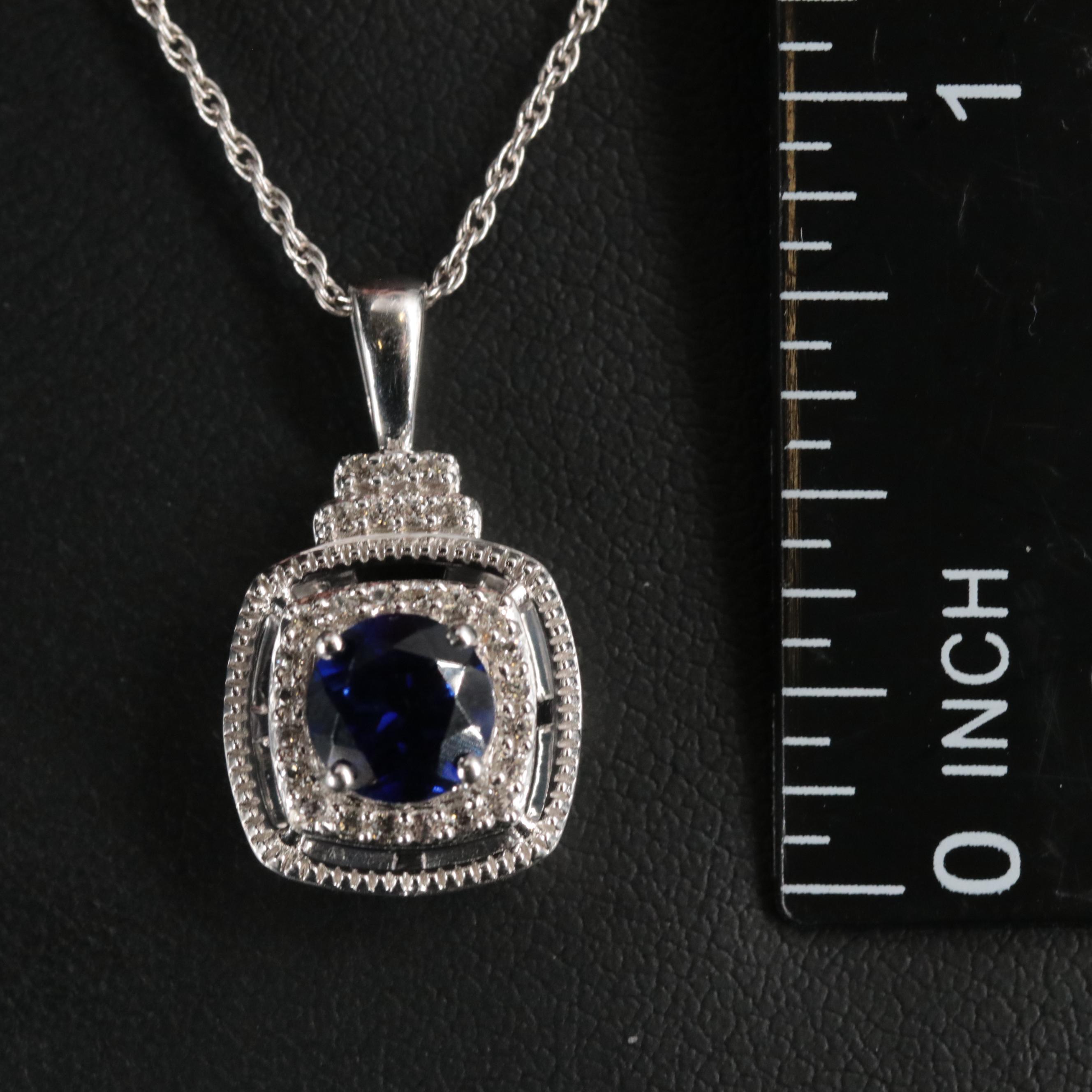 Sterling Silver Sapphire Pendant Necklace
