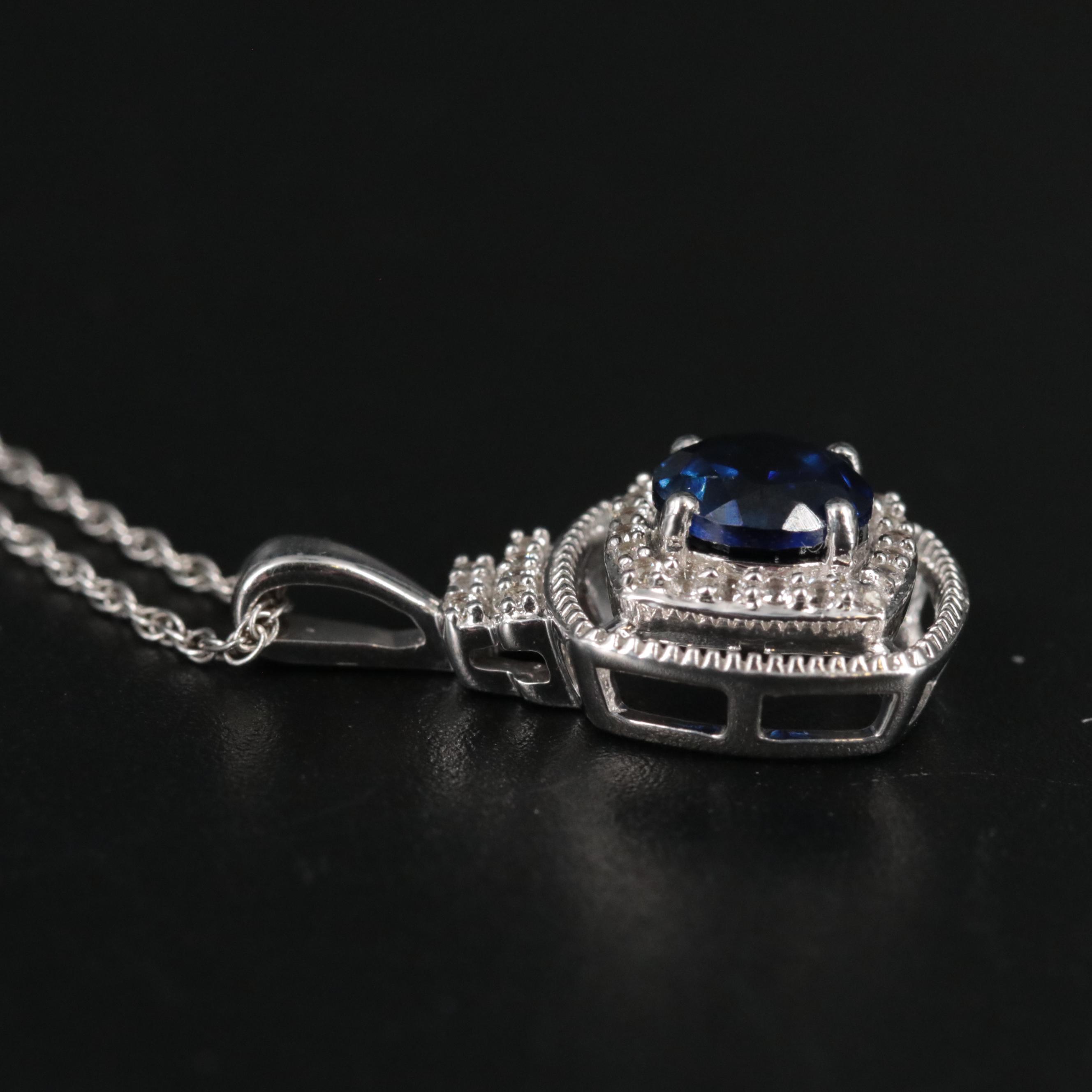 Sterling Silver Sapphire Pendant Necklace