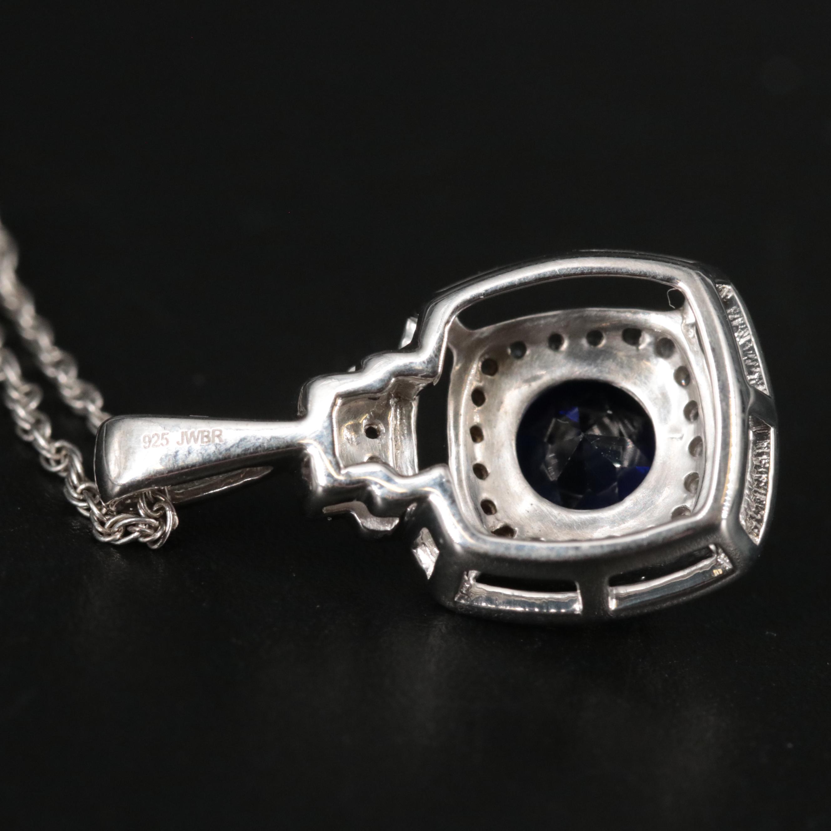 Sterling Silver Sapphire Pendant Necklace