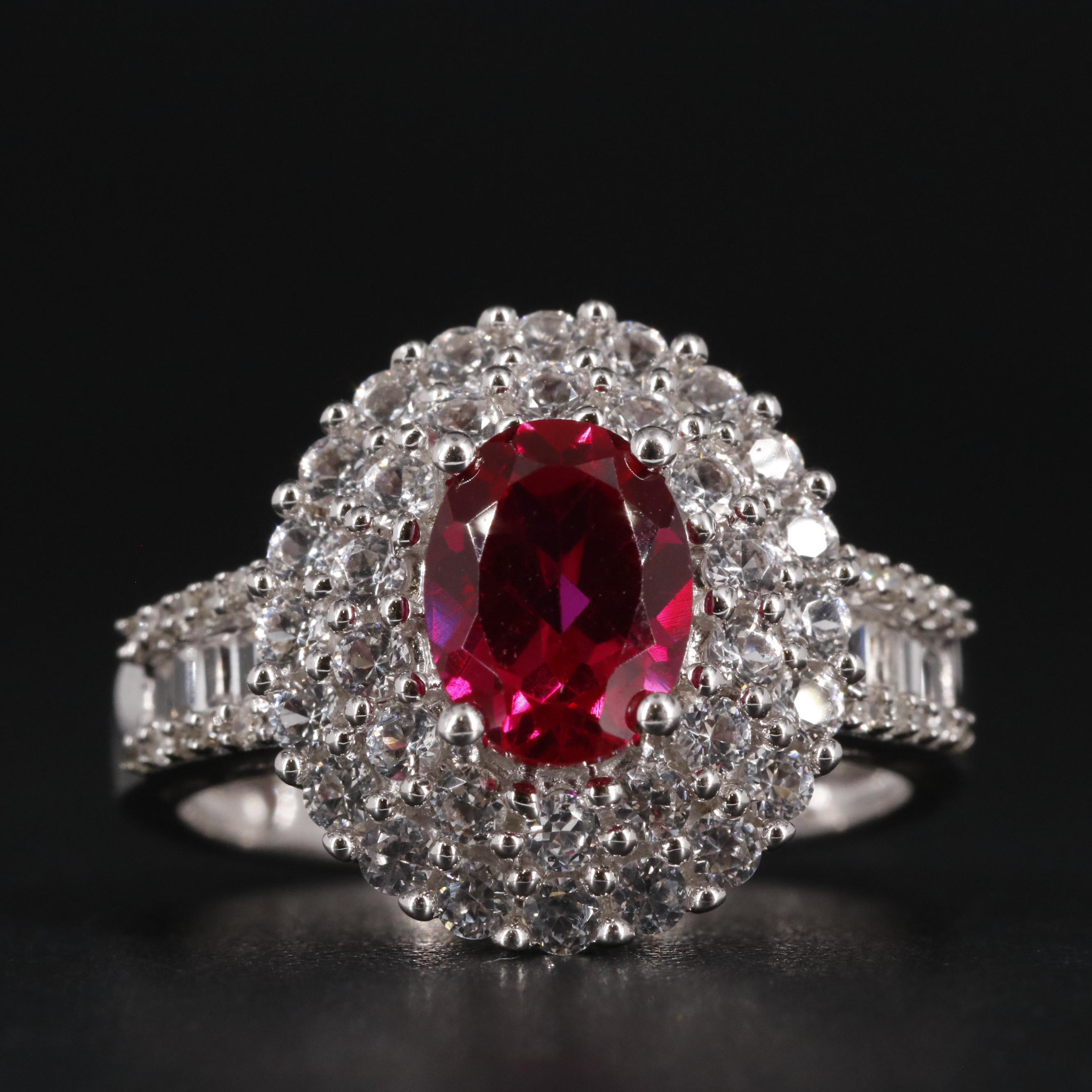 Sterling Silver Ruby and Sapphire Ring
