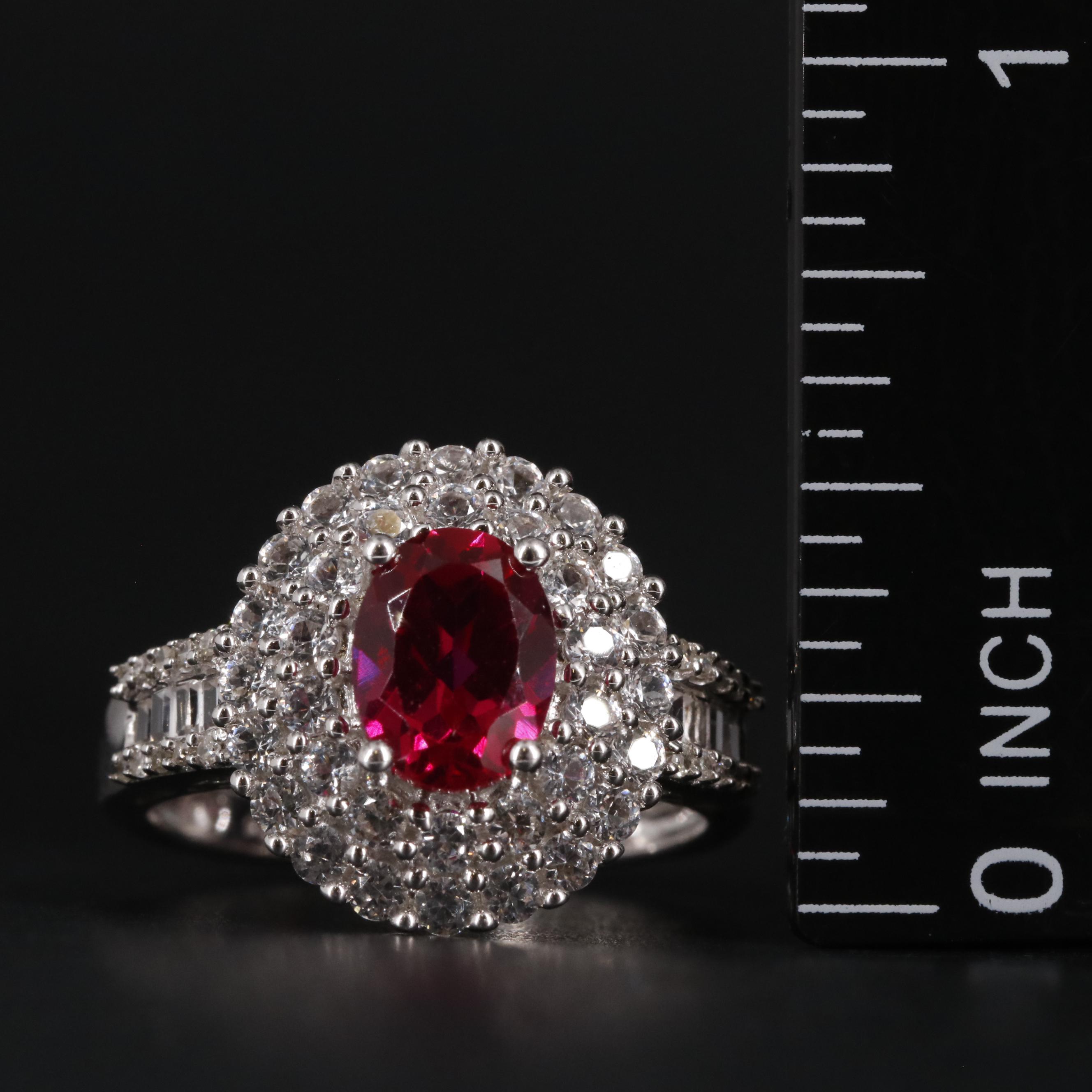 Sterling Silver Ruby and Sapphire Ring