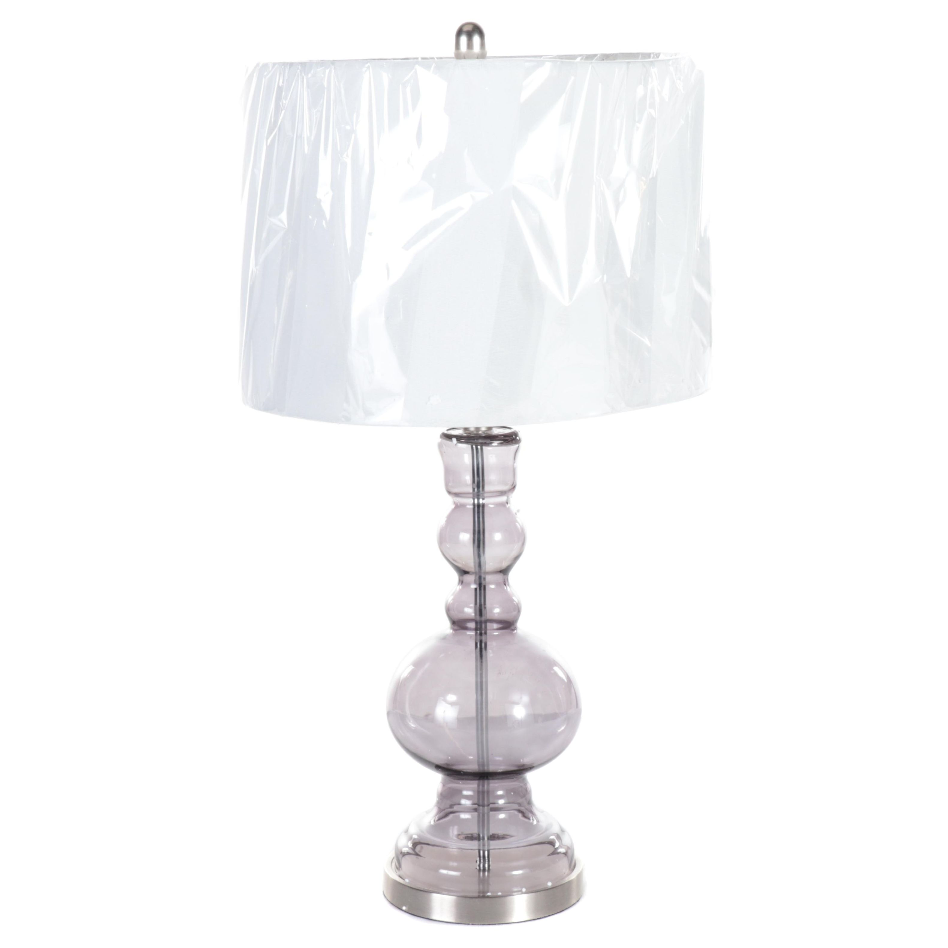 Jonathan Y "Genie" Glass Lamp With Drum Shade, Contemporary