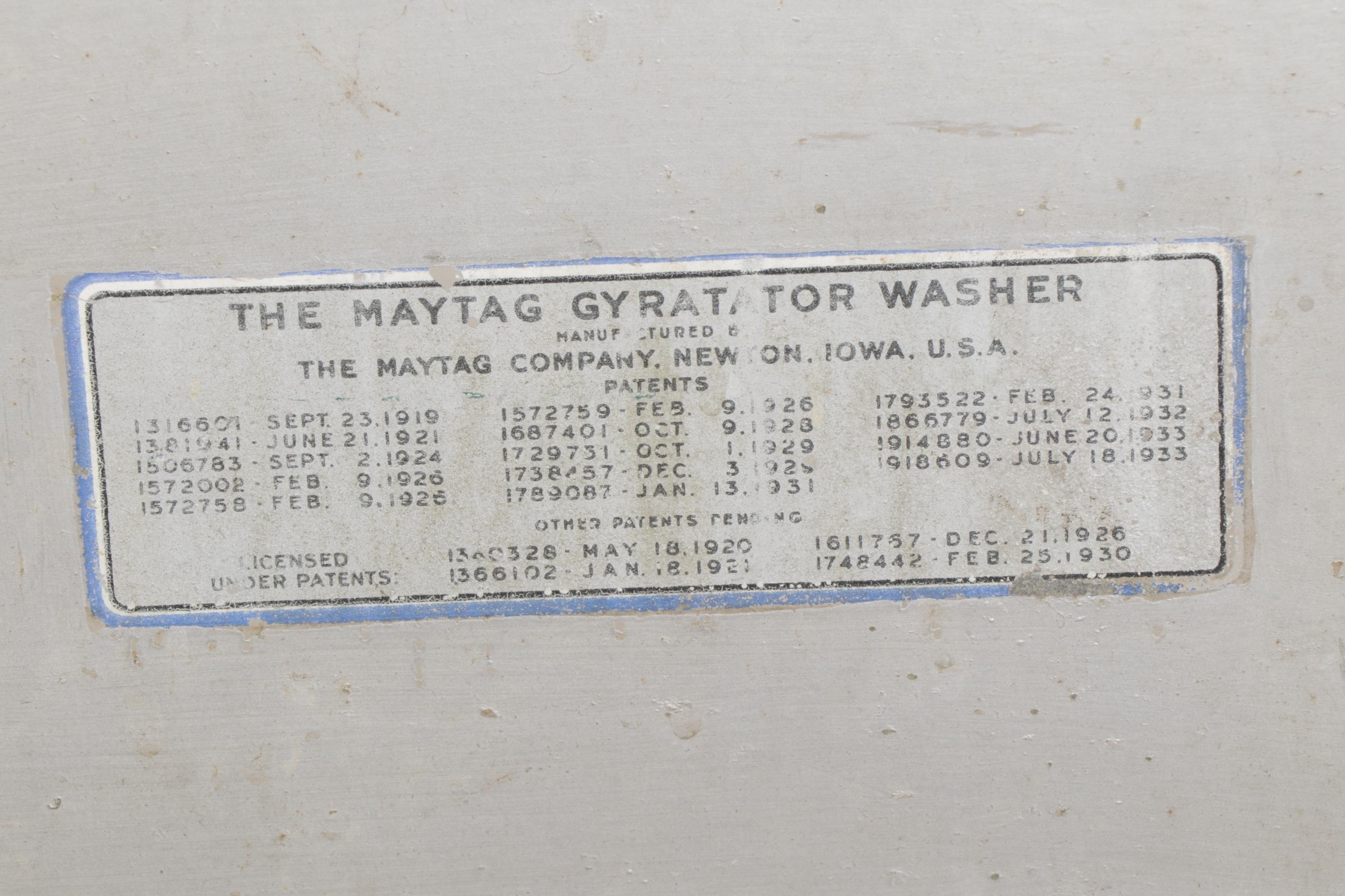 Maytag "Gyrator" Electric Washing Machine with Wringer Arm, 1930s