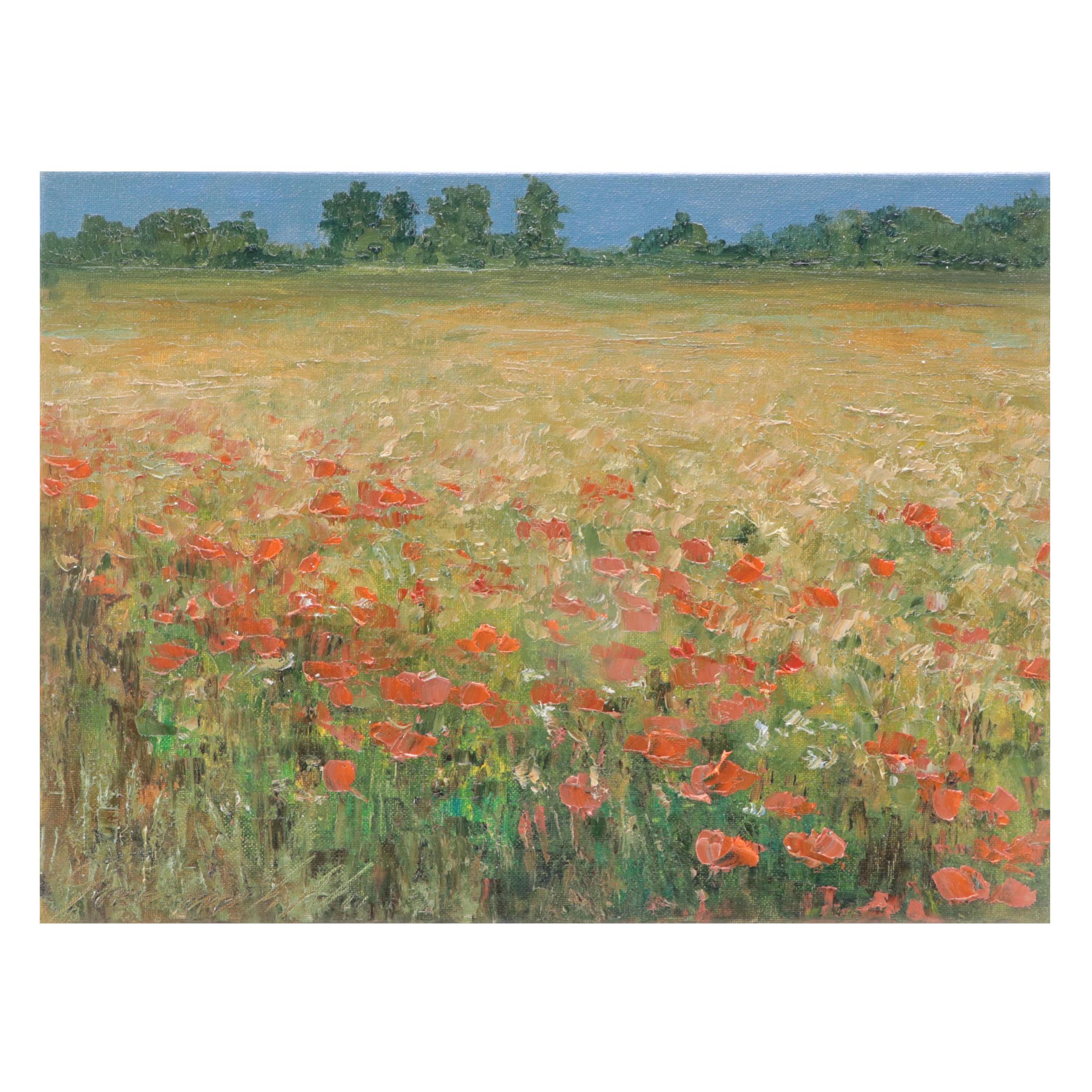 Garncarek Aleksander Landscape Oil Painting "Pole," 2022