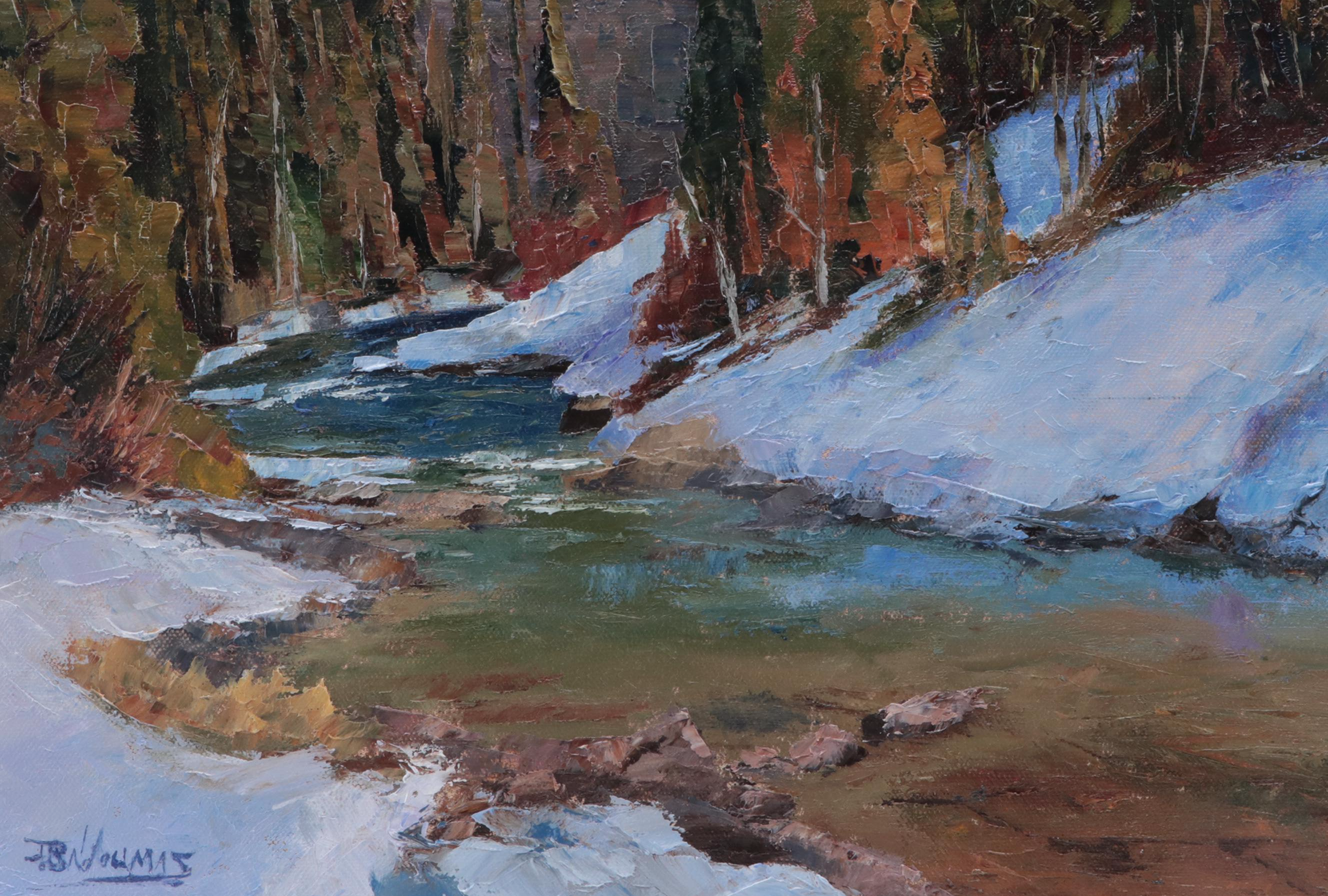 James Baldoumas Landscape Oil Painting "Winter Stream," 2022