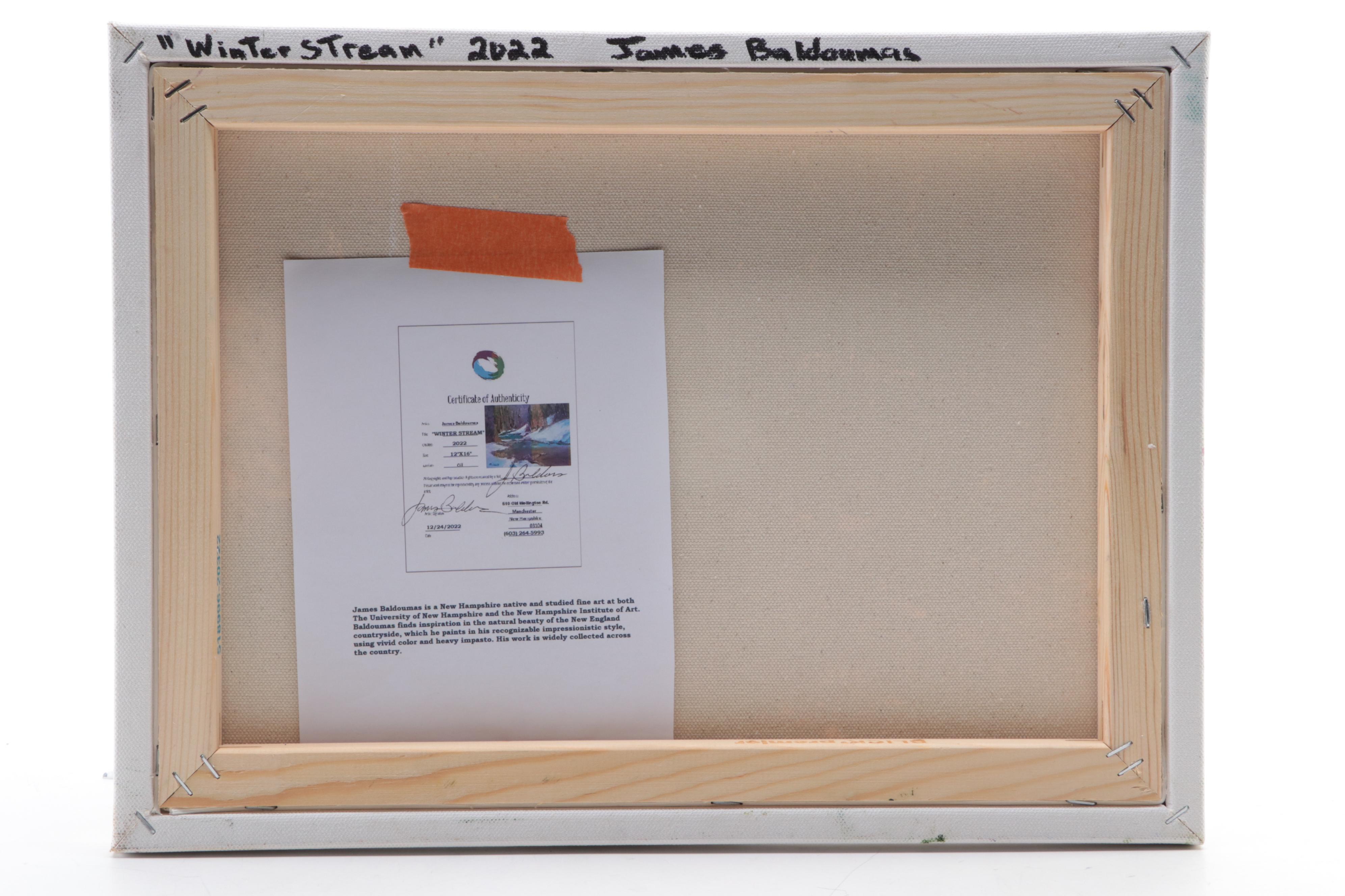 James Baldoumas Landscape Oil Painting "Winter Stream," 2022