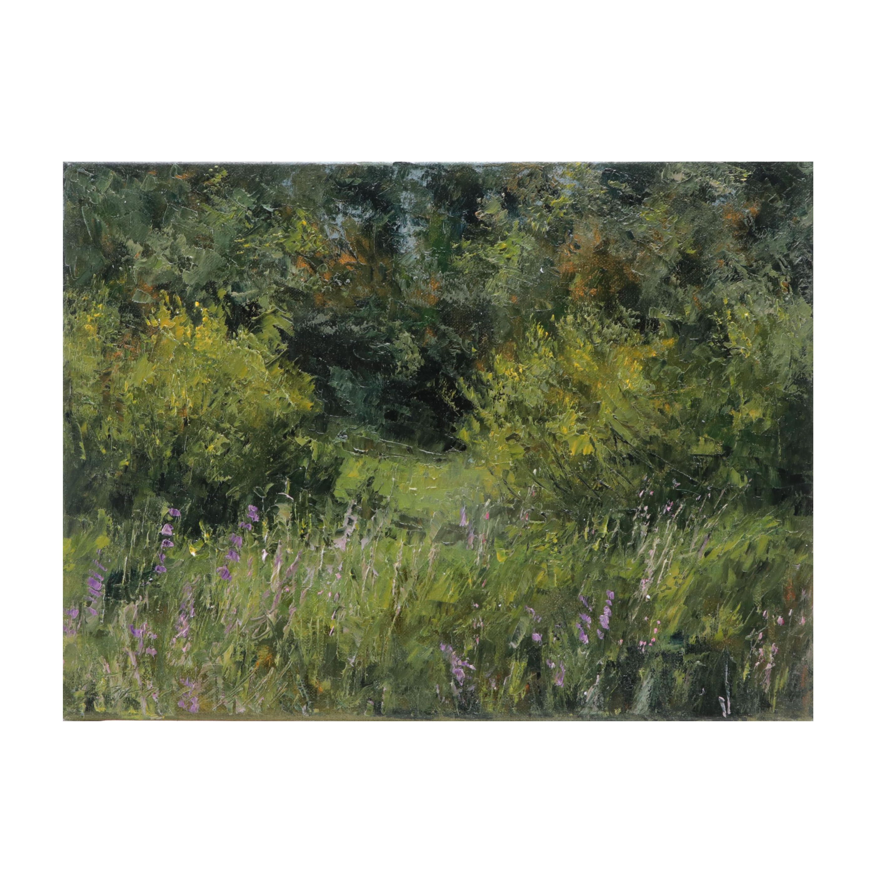 Garncarek Aleksander Landscape Oil Painting "Krzaki," 2022