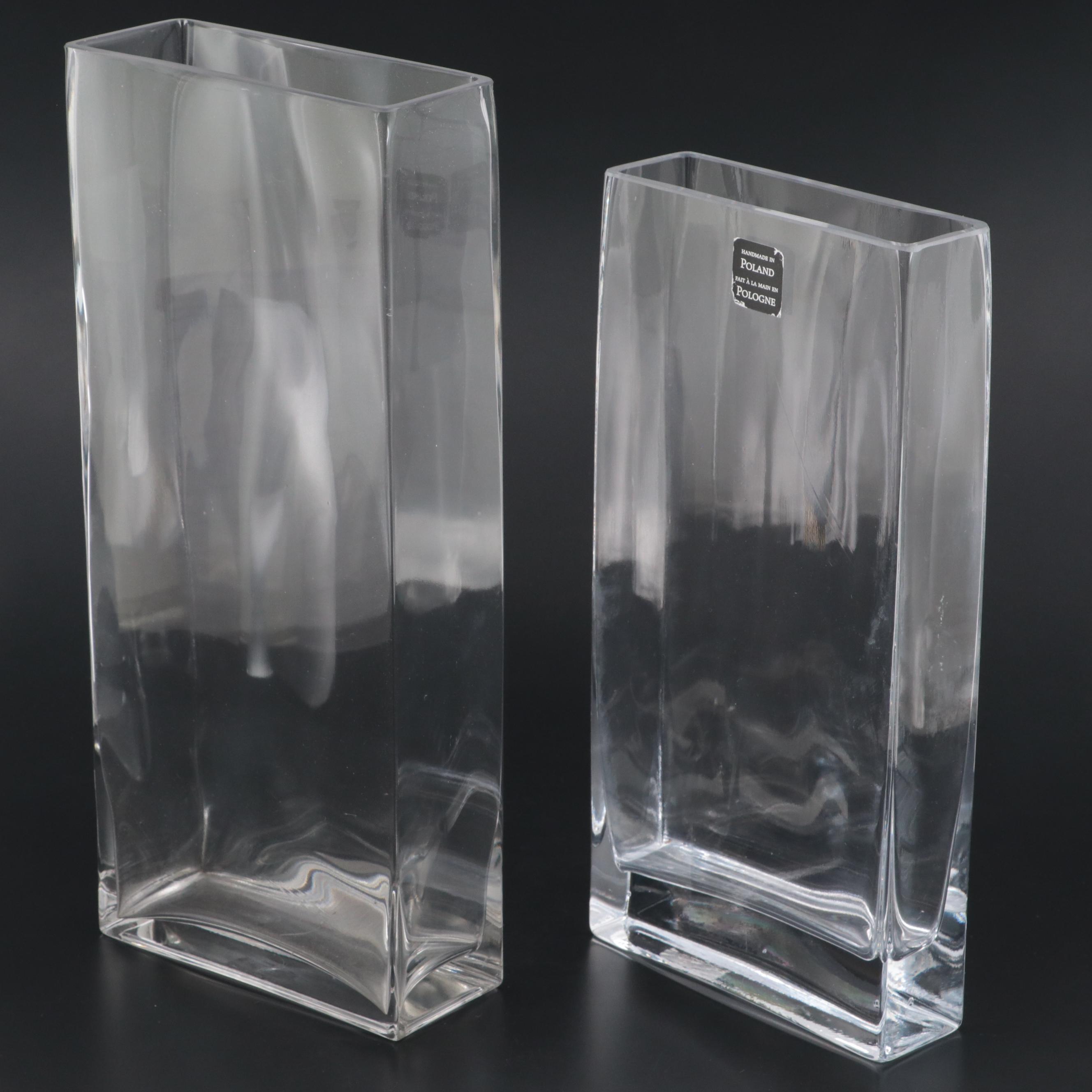 Polish and Other Rectangular Clear Glass Vase