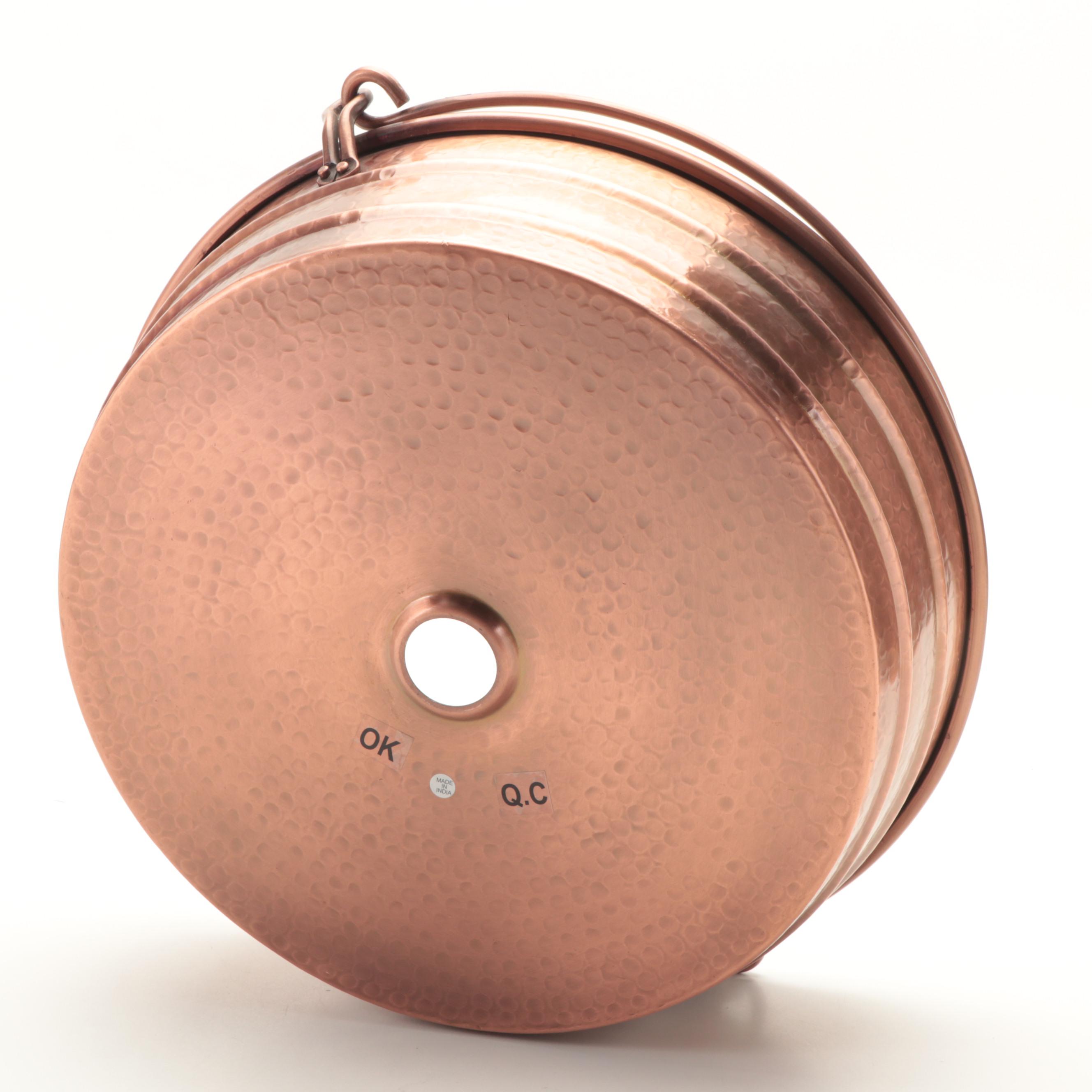 Hammered Copper Bucket Vessel Sink with Pop-Up Drain