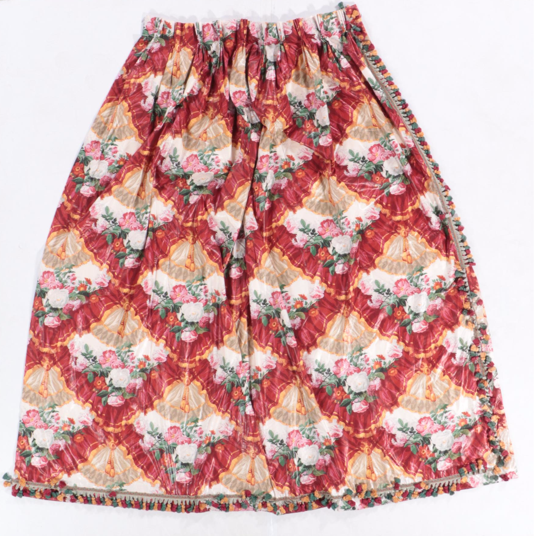 Custom Made Chintz Pinch Pleat Drapery Panels and Valance with Bed Linens