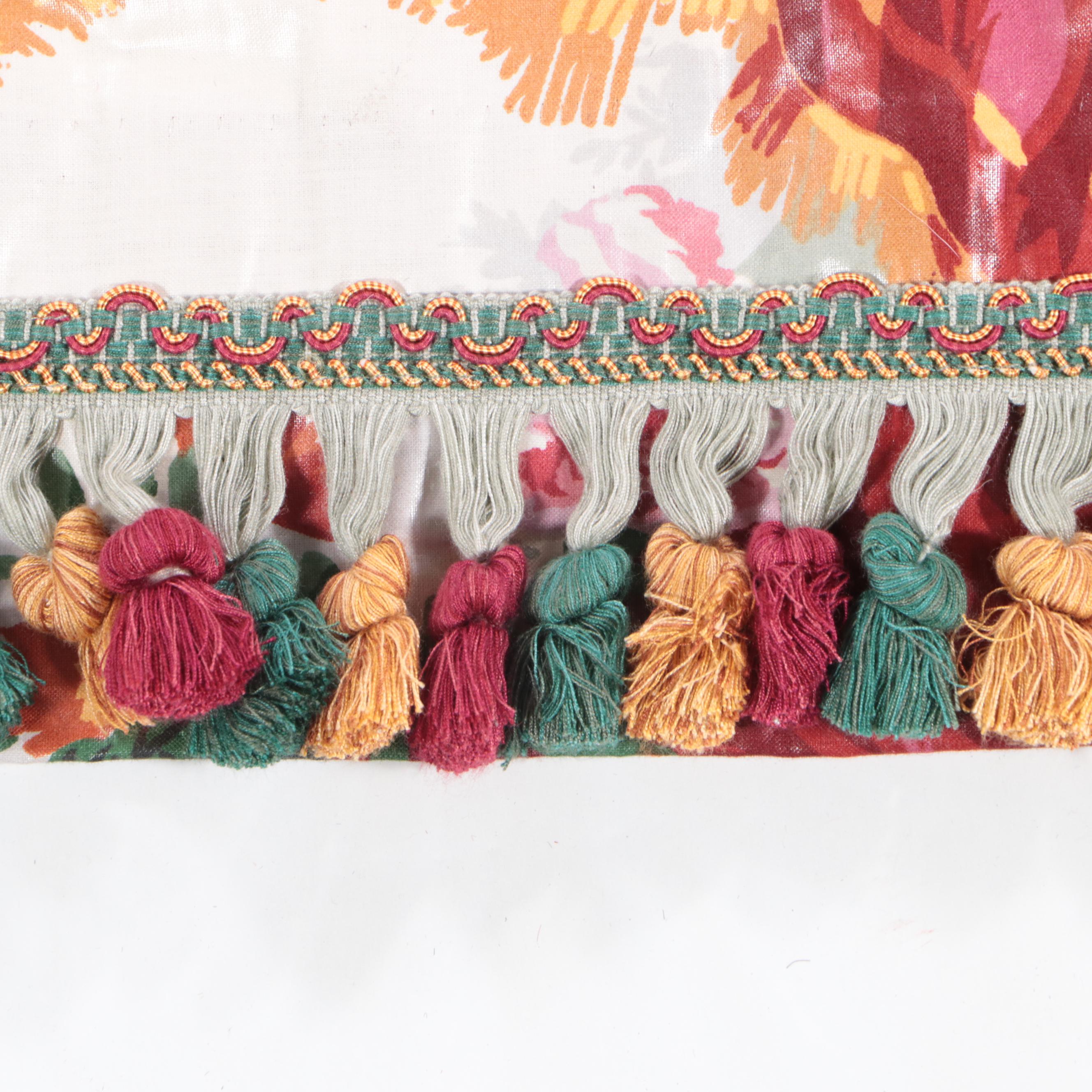 Custom Made Chintz Pinch Pleat Drapery Panels and Valance with Bed Linens