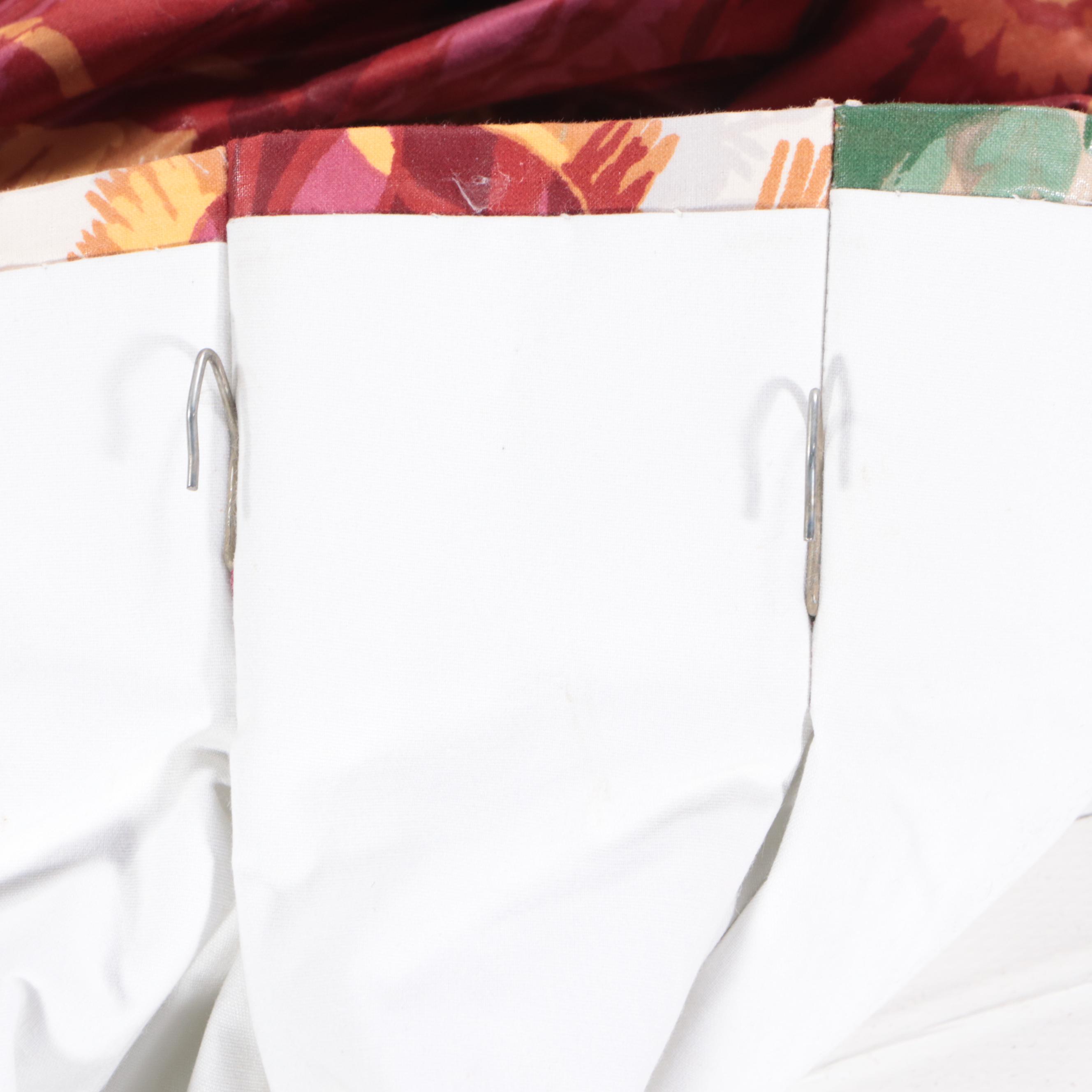 Custom Made Chintz Pinch Pleat Drapery Panels and Valance with Bed Linens