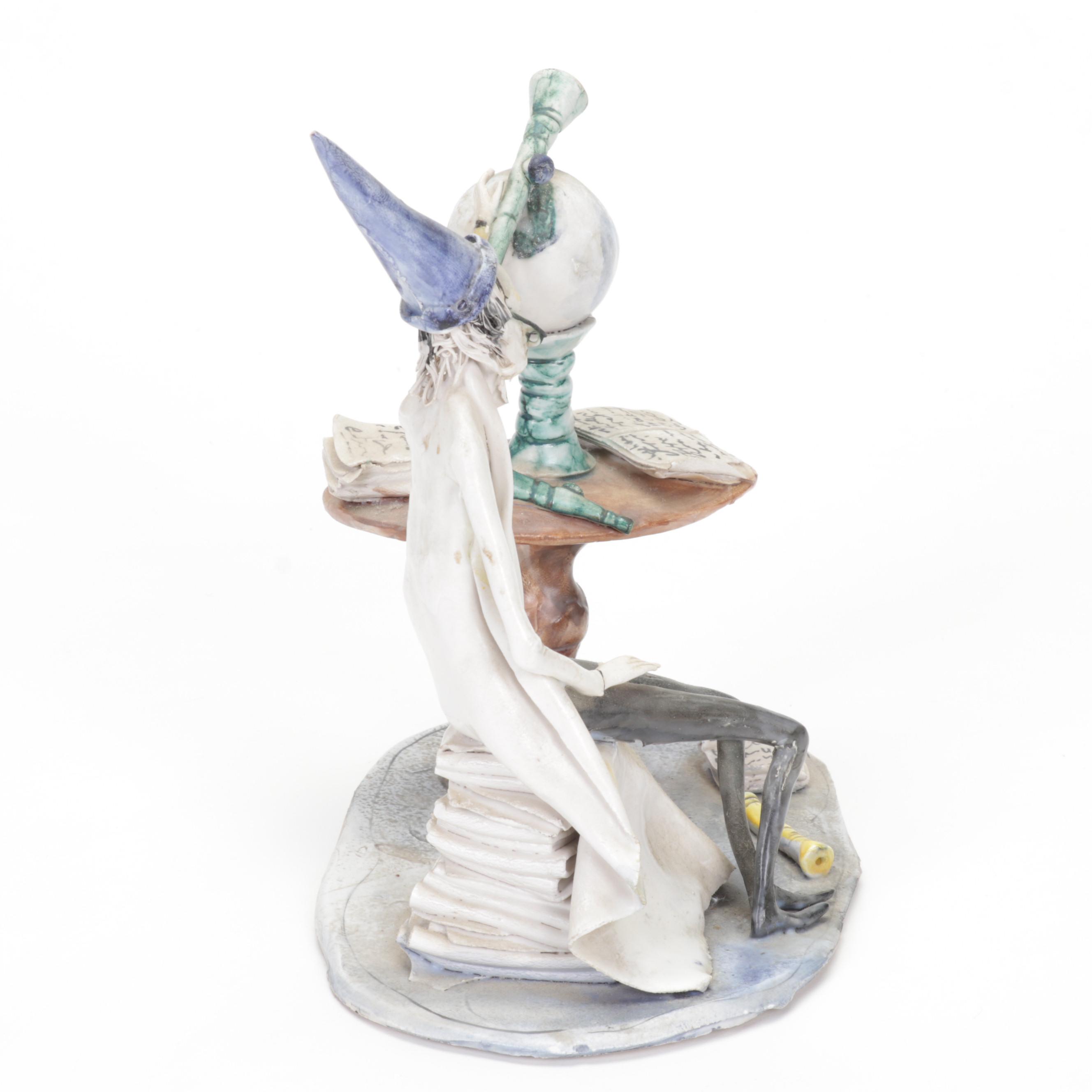 Giovanni Duso Hand-Painted Porcelain Astronomer Sculpture, Late 20th Century