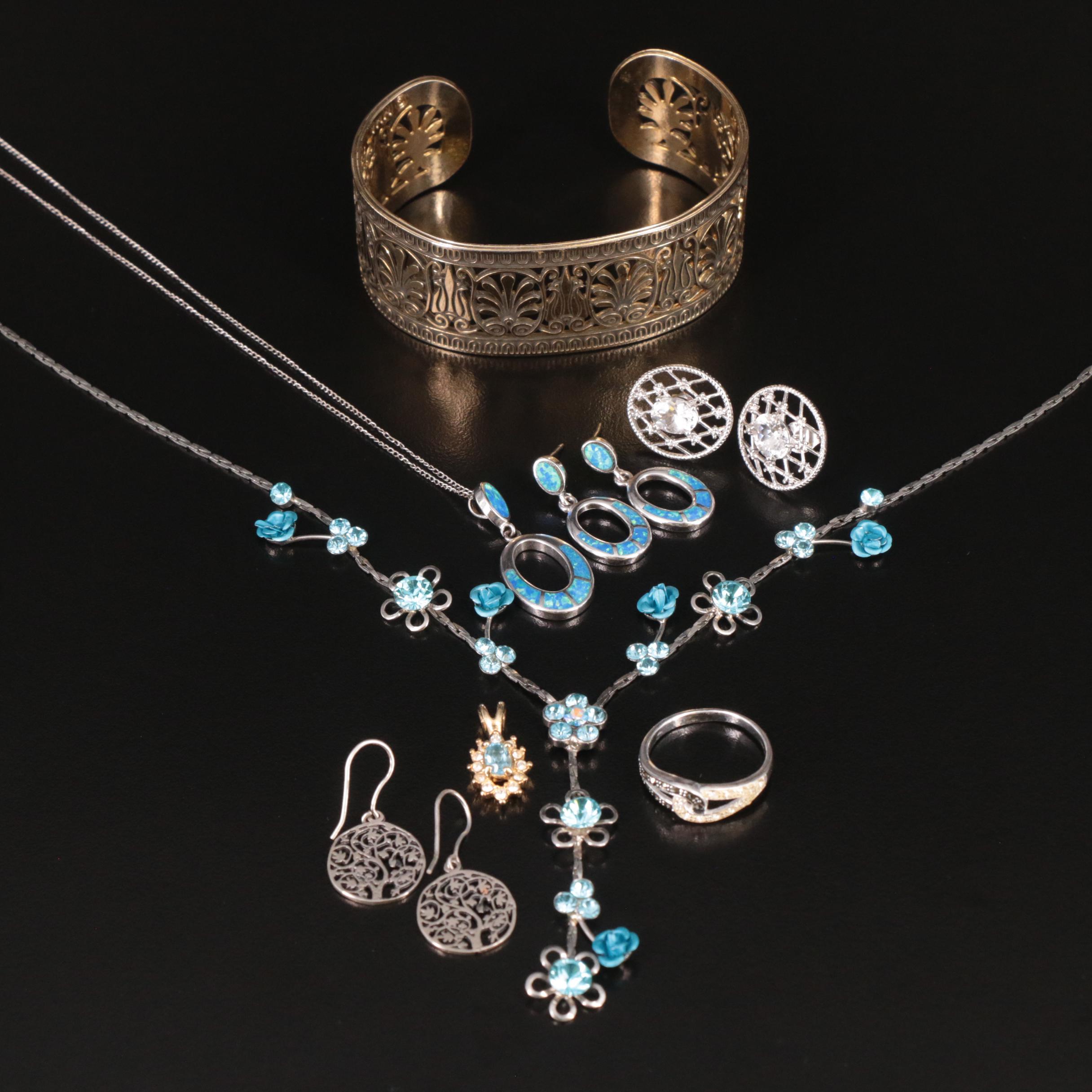 Sterling Topaz, Rhinestone and Opal Jewelry Collection