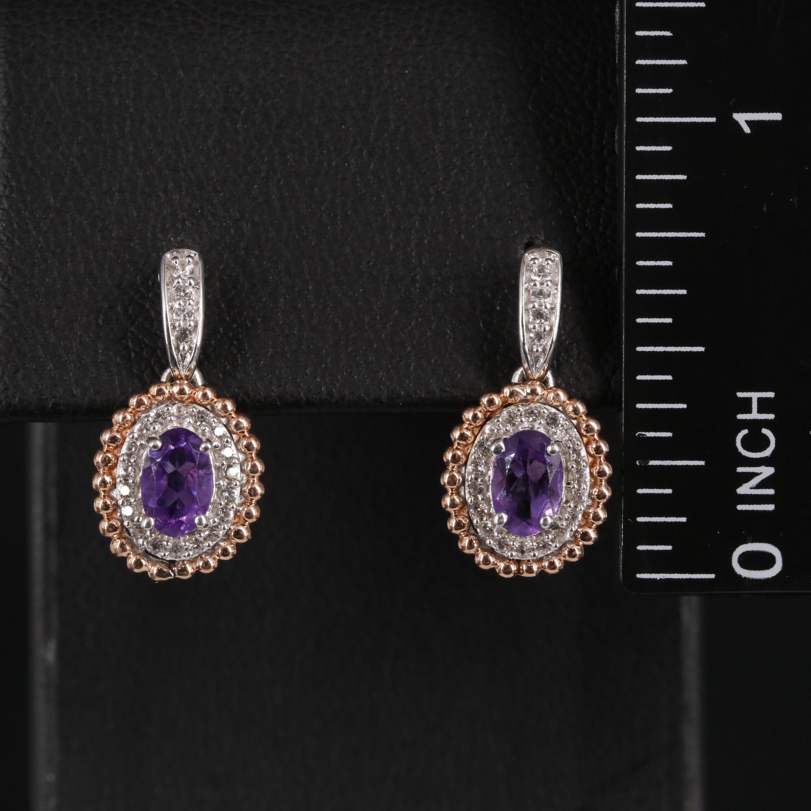 Sterling Silver Amethyst and Sapphire Earrings