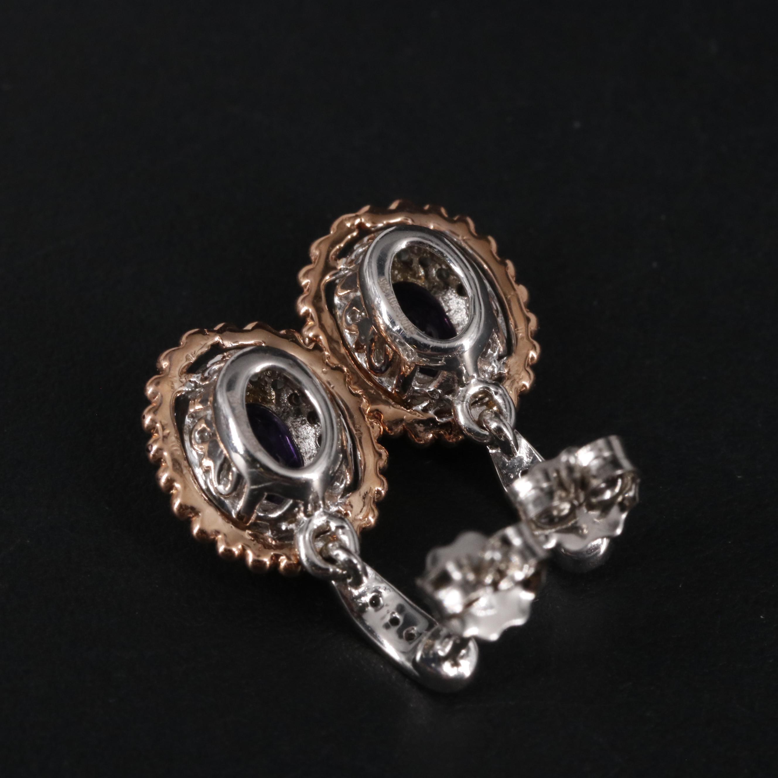 Sterling Silver Amethyst and Sapphire Earrings