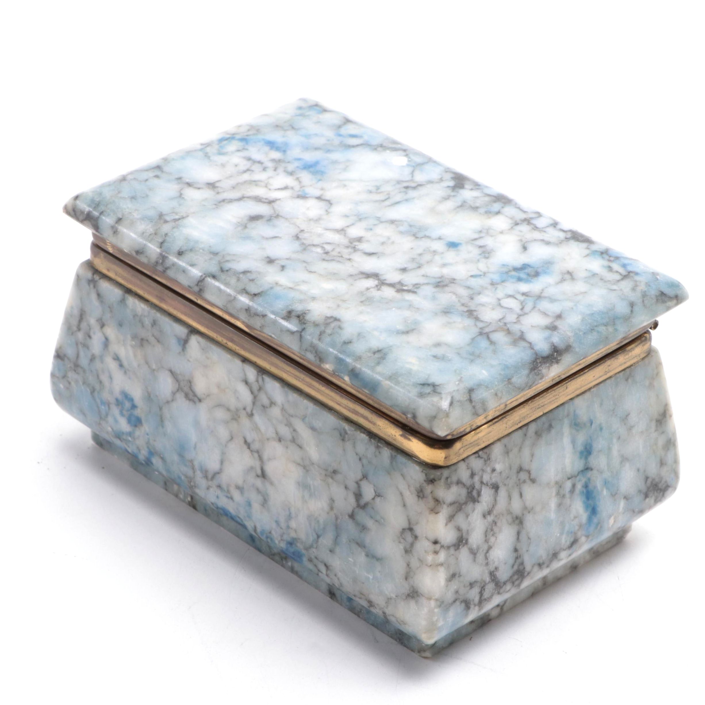 Italian Dyed Blue Alabaster Trinket Box