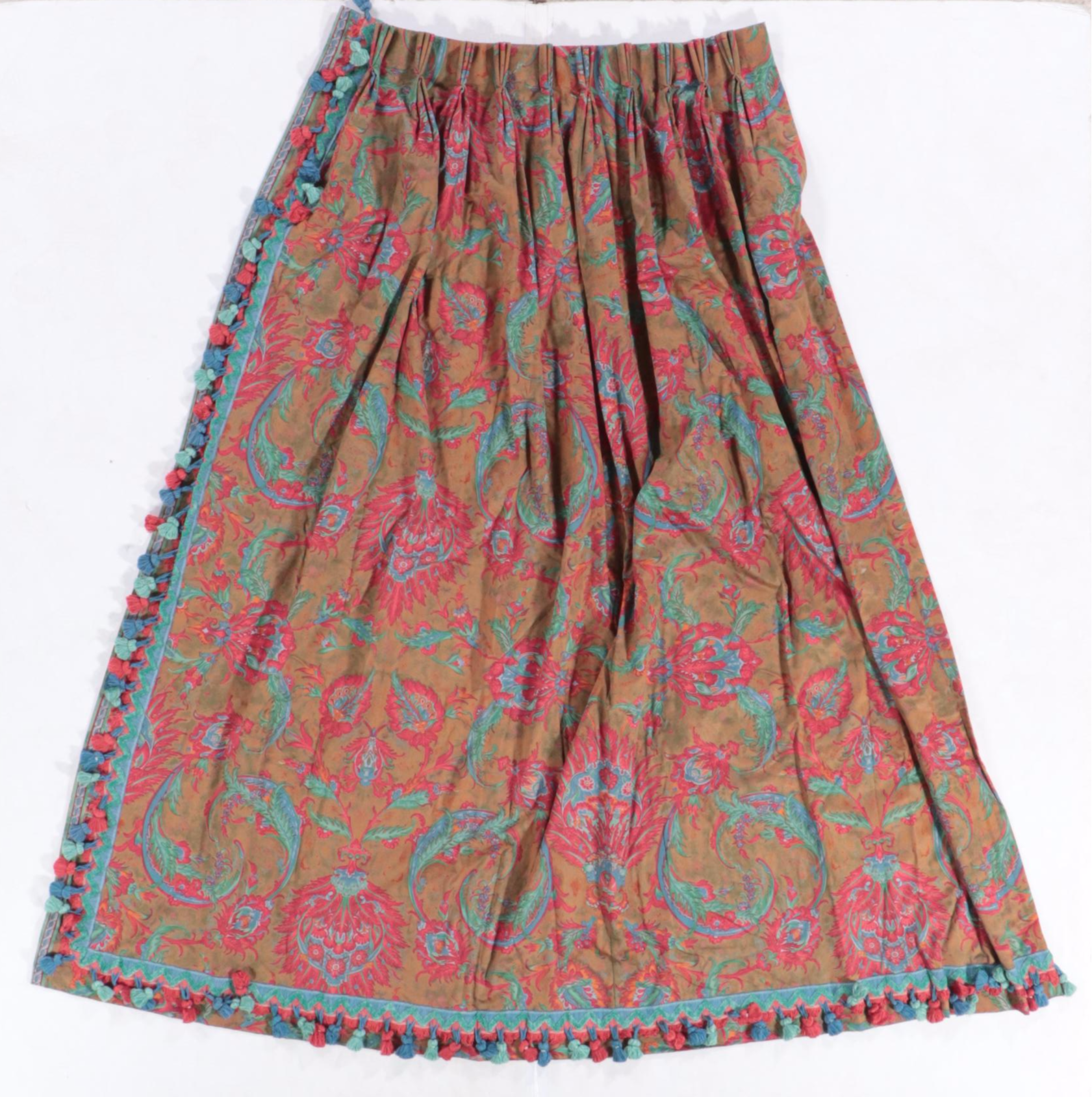 Custom Made Pinch Pleat Tasseled Drapery Panels with Valances and Bed Linens