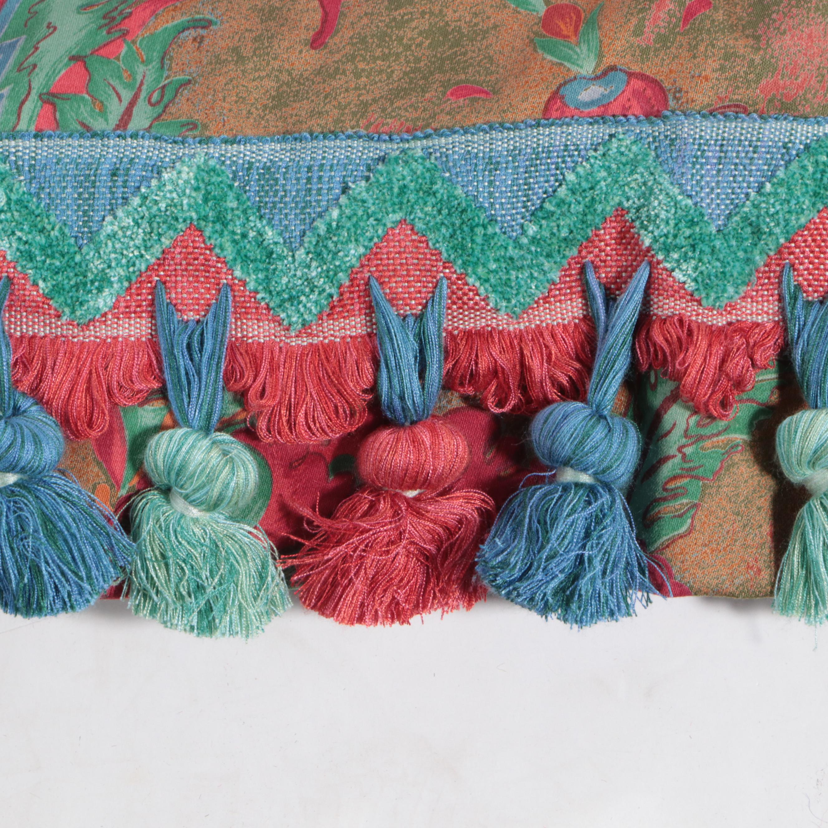 Custom Made Pinch Pleat Tasseled Drapery Panels with Valances and Bed Linens