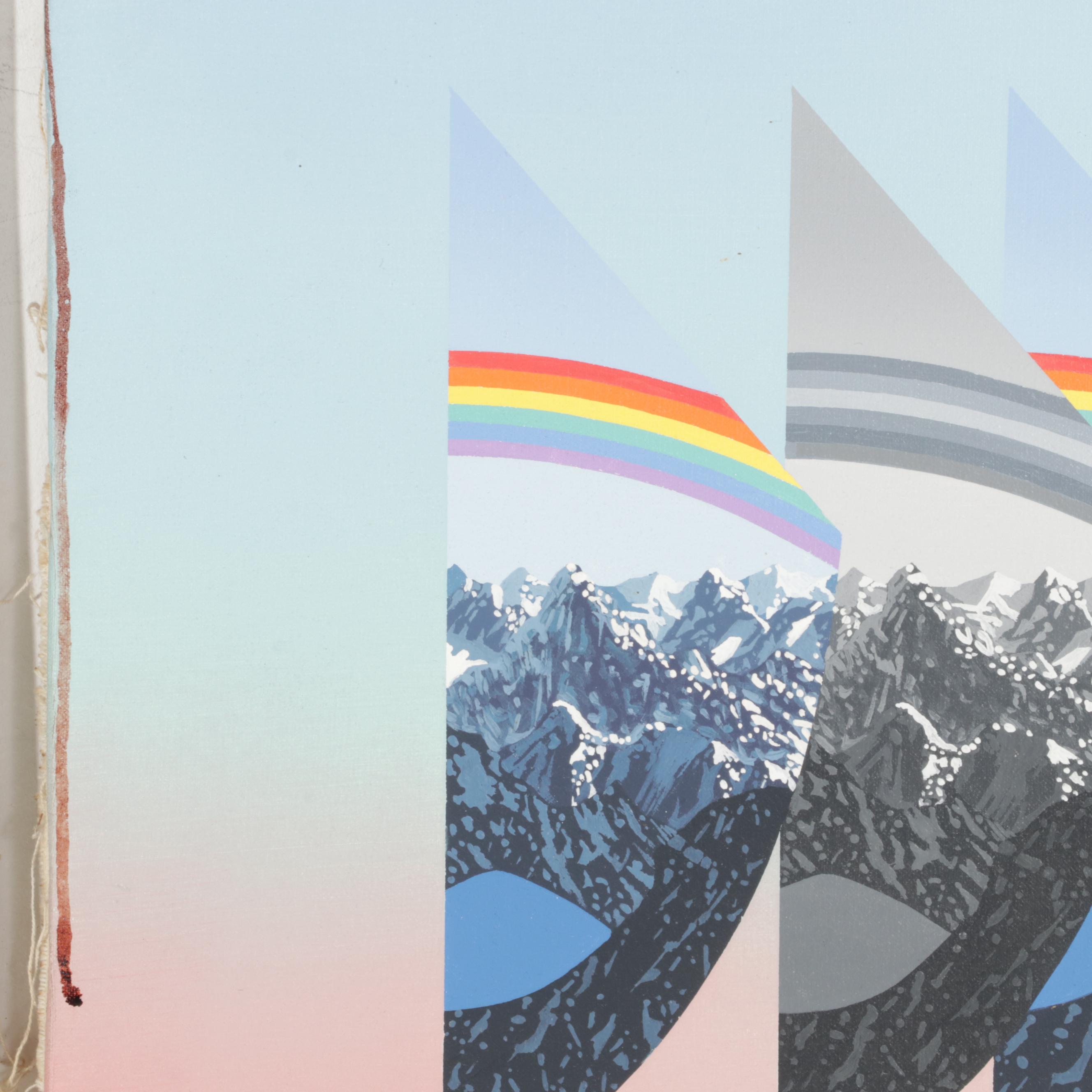 Anthony John Gray Abstract Landscape Acrylic Diptych , Late 20th Century