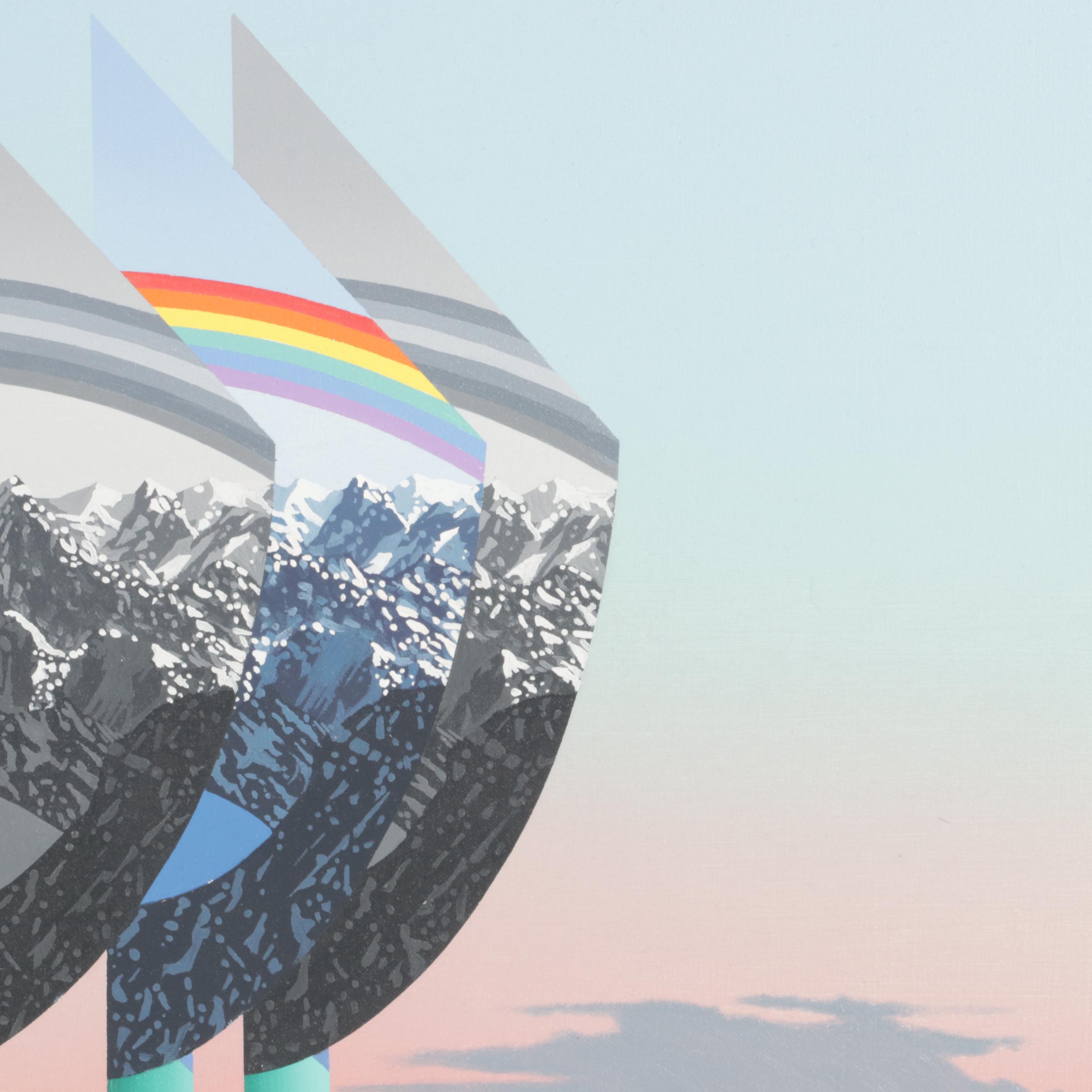 Anthony John Gray Abstract Landscape Acrylic Diptych , Late 20th Century