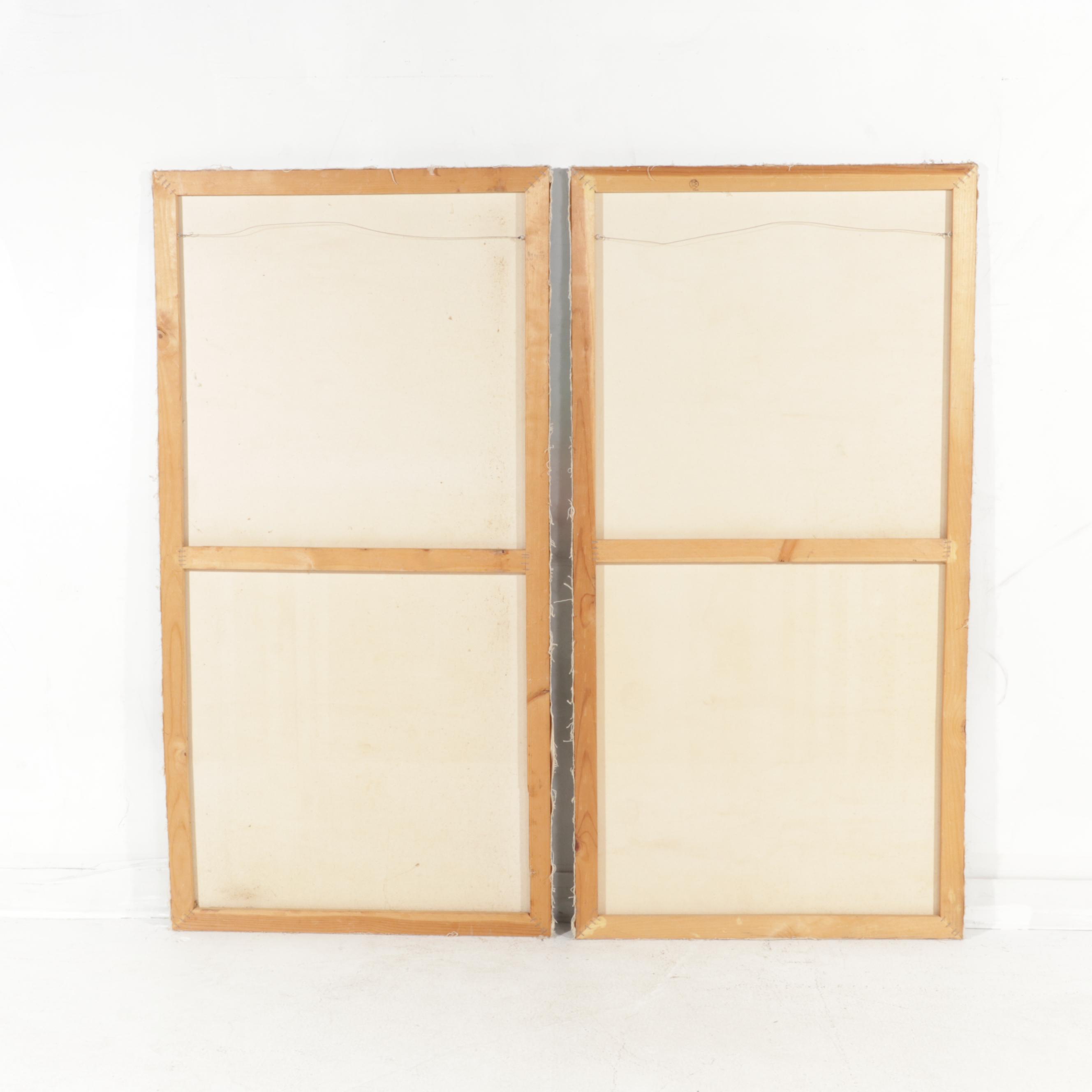 Anthony John Gray Abstract Landscape Acrylic Diptych , Late 20th Century