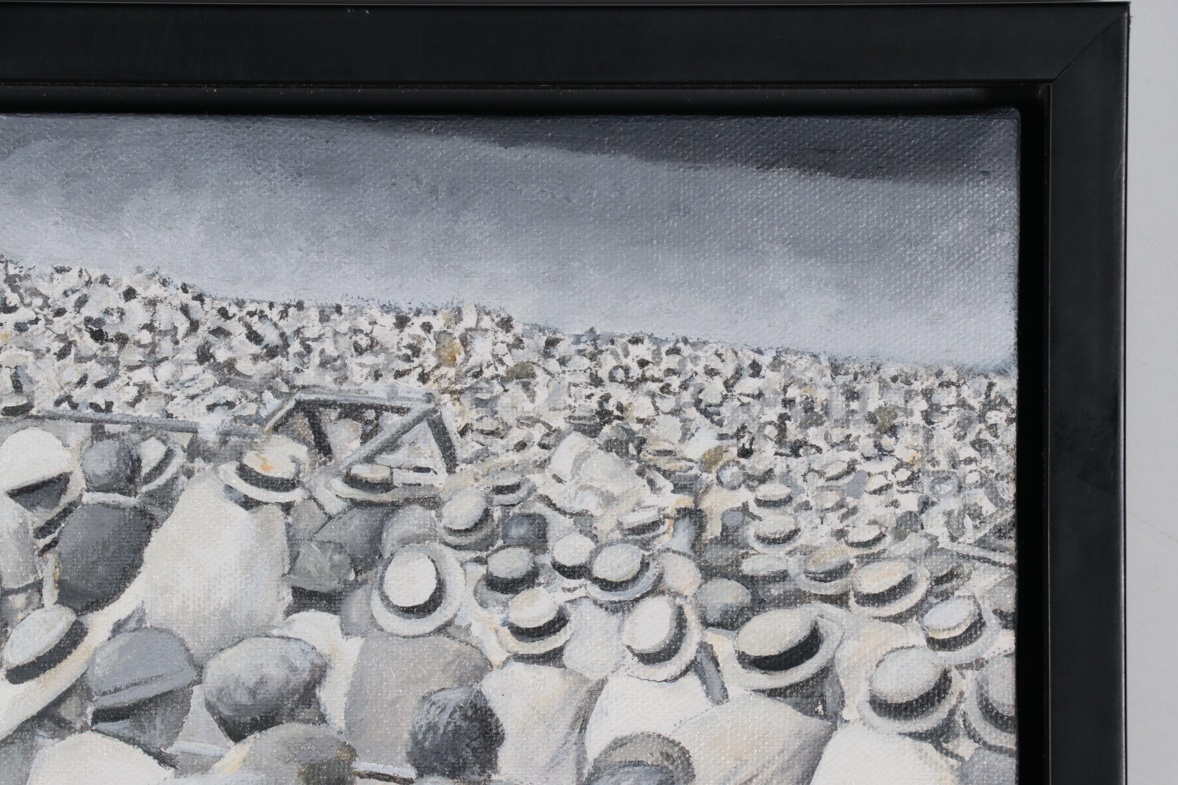 Rob Jefferson Grisaille Acrylic Painting "At the Races," 2010
