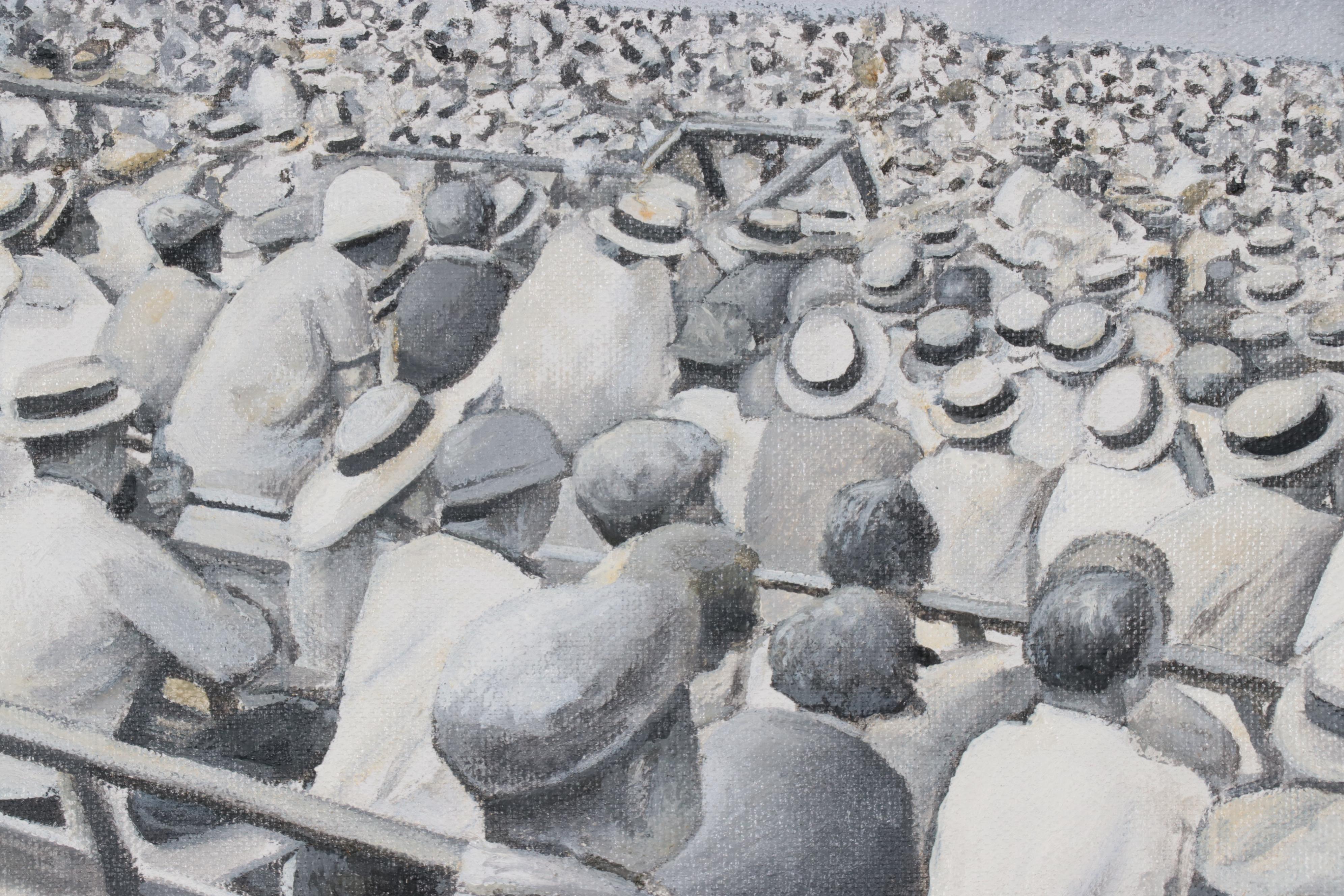 Rob Jefferson Grisaille Acrylic Painting "At the Races," 2010