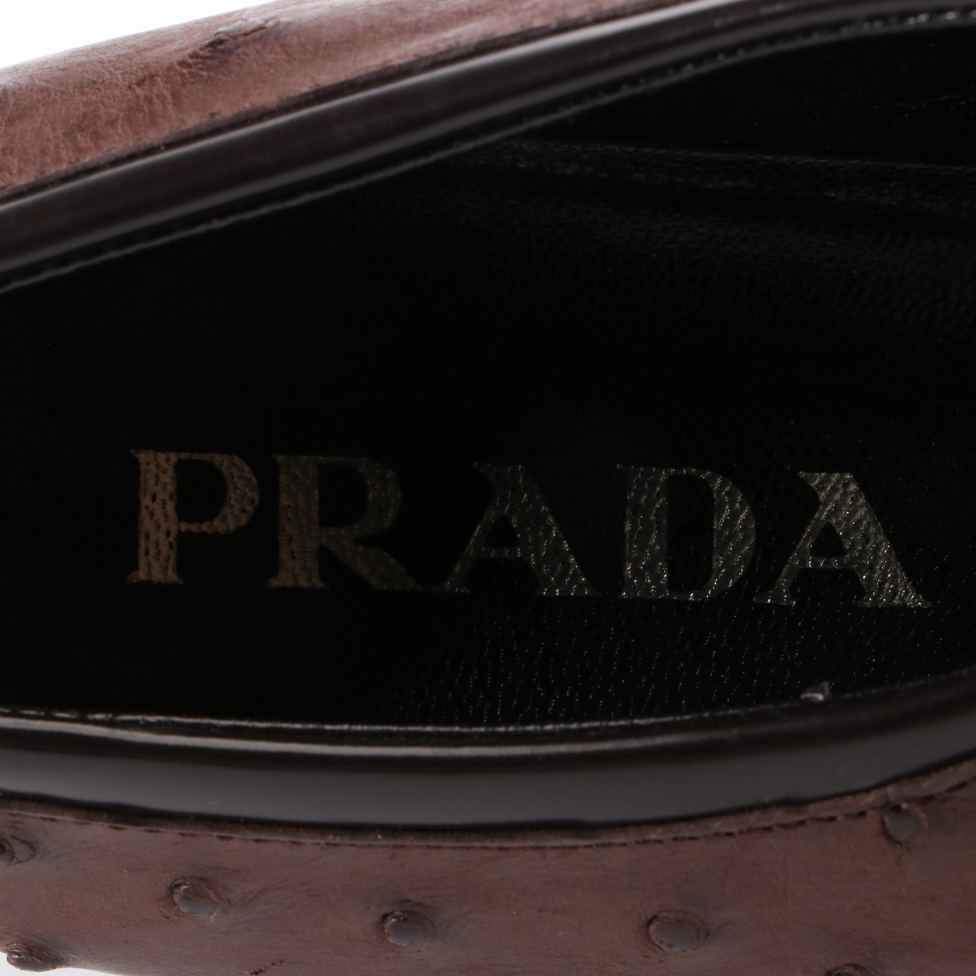 Prada Loafer Style Low-Heeled Shoes in Ostrich Leather