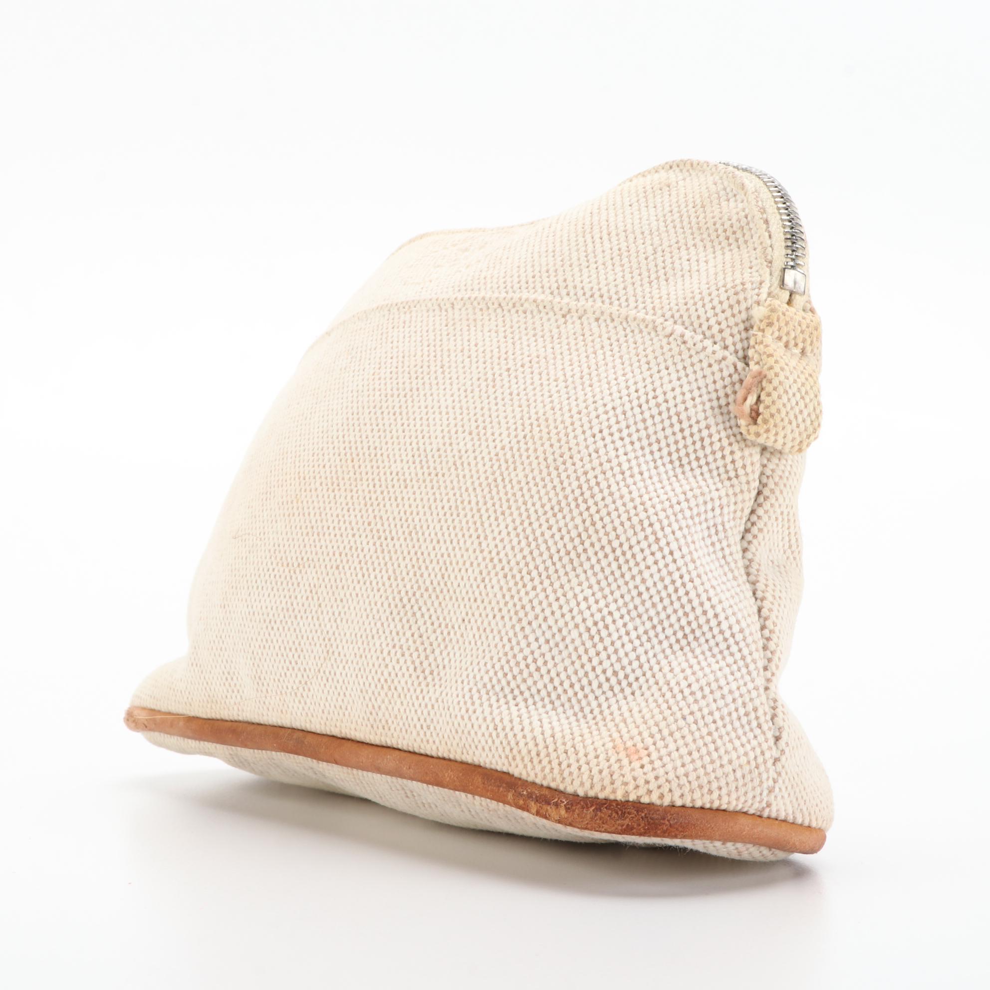 Hermès Bolide Mini Travel Pouch in Toile with Lambskin Leather Trim