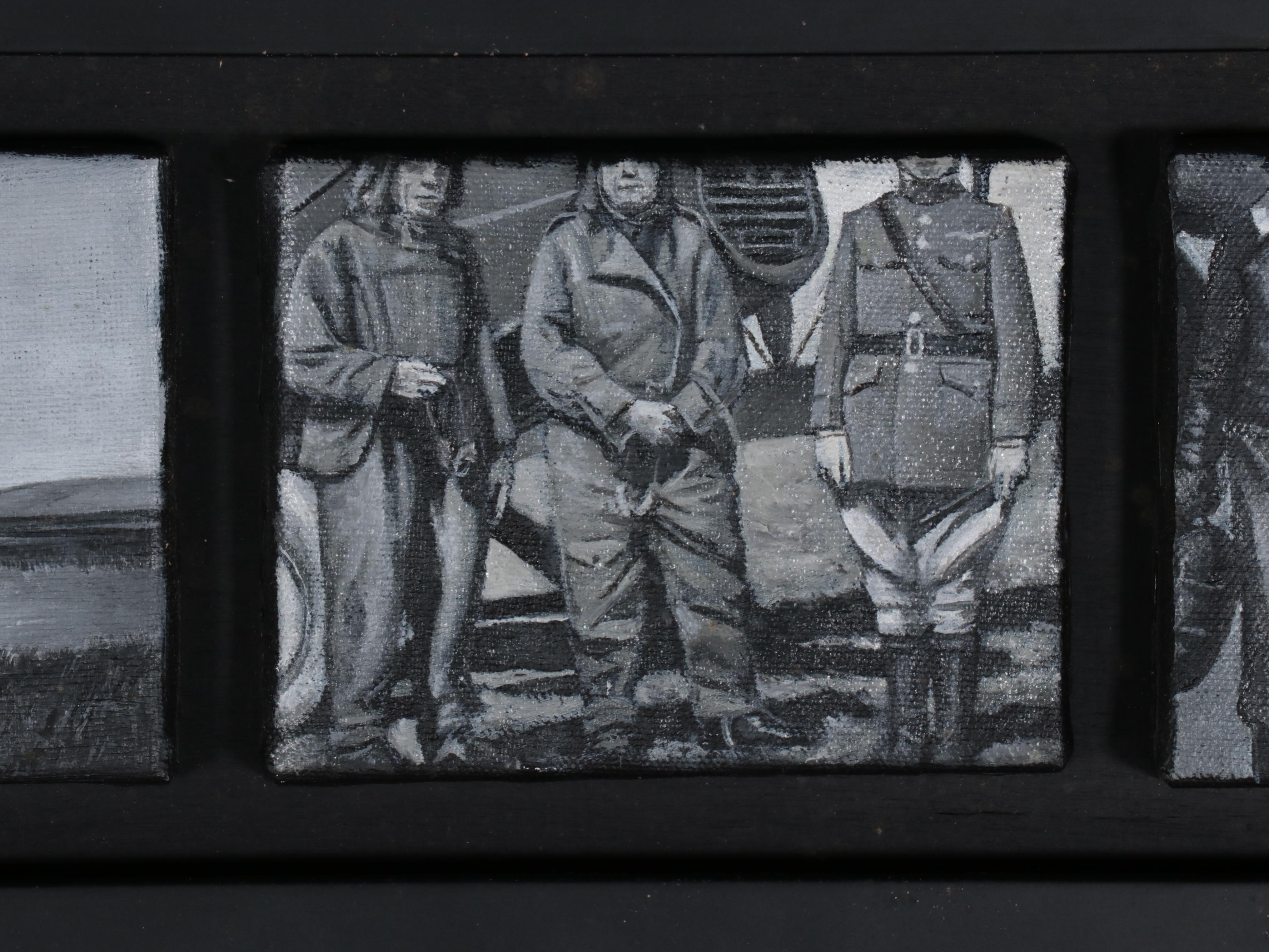 Rob Jefferson Grisaille Acrylic Painting Polyptych "Climbing"