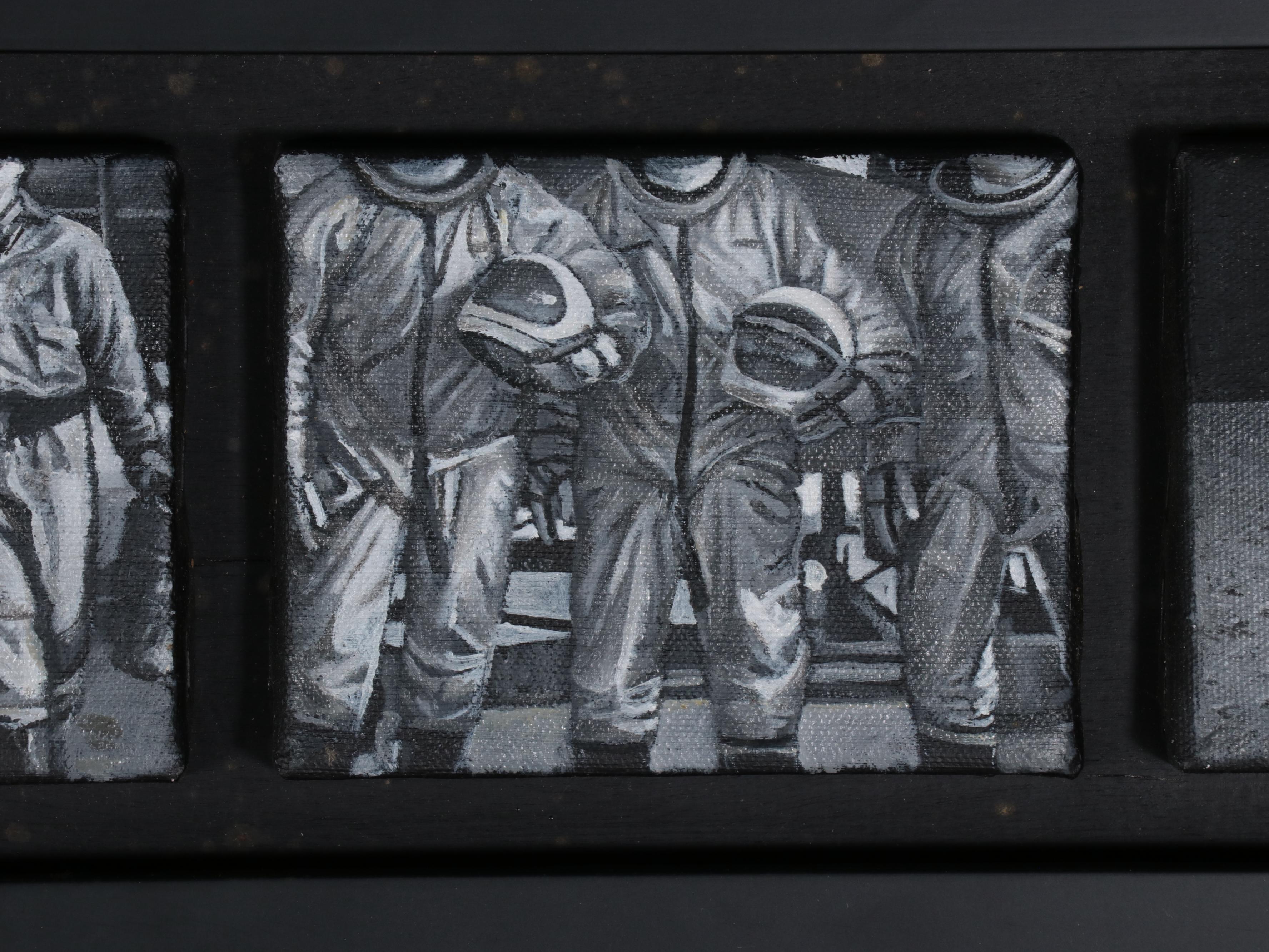 Rob Jefferson Grisaille Acrylic Painting Polyptych "Climbing"