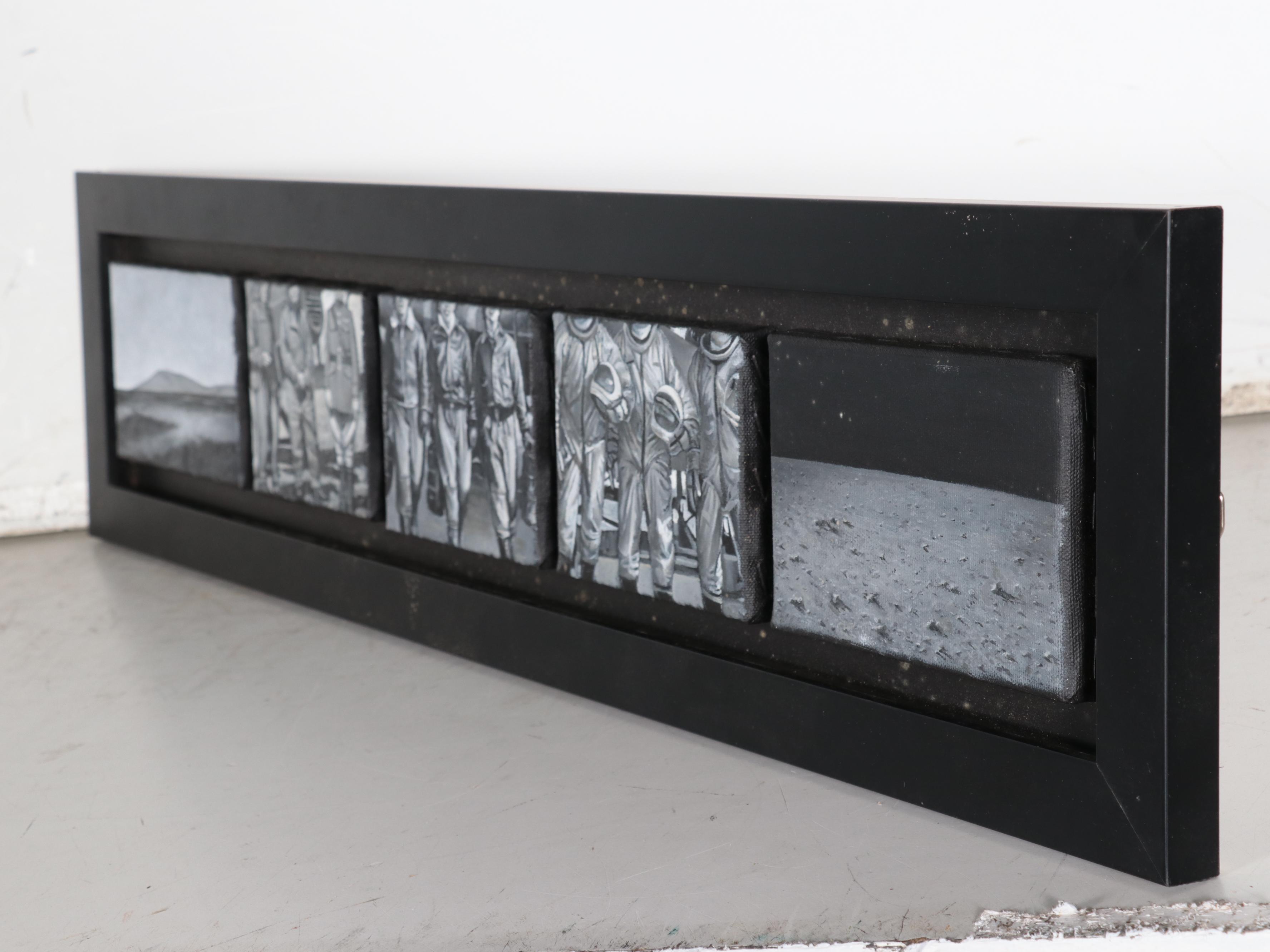 Rob Jefferson Grisaille Acrylic Painting Polyptych "Climbing"