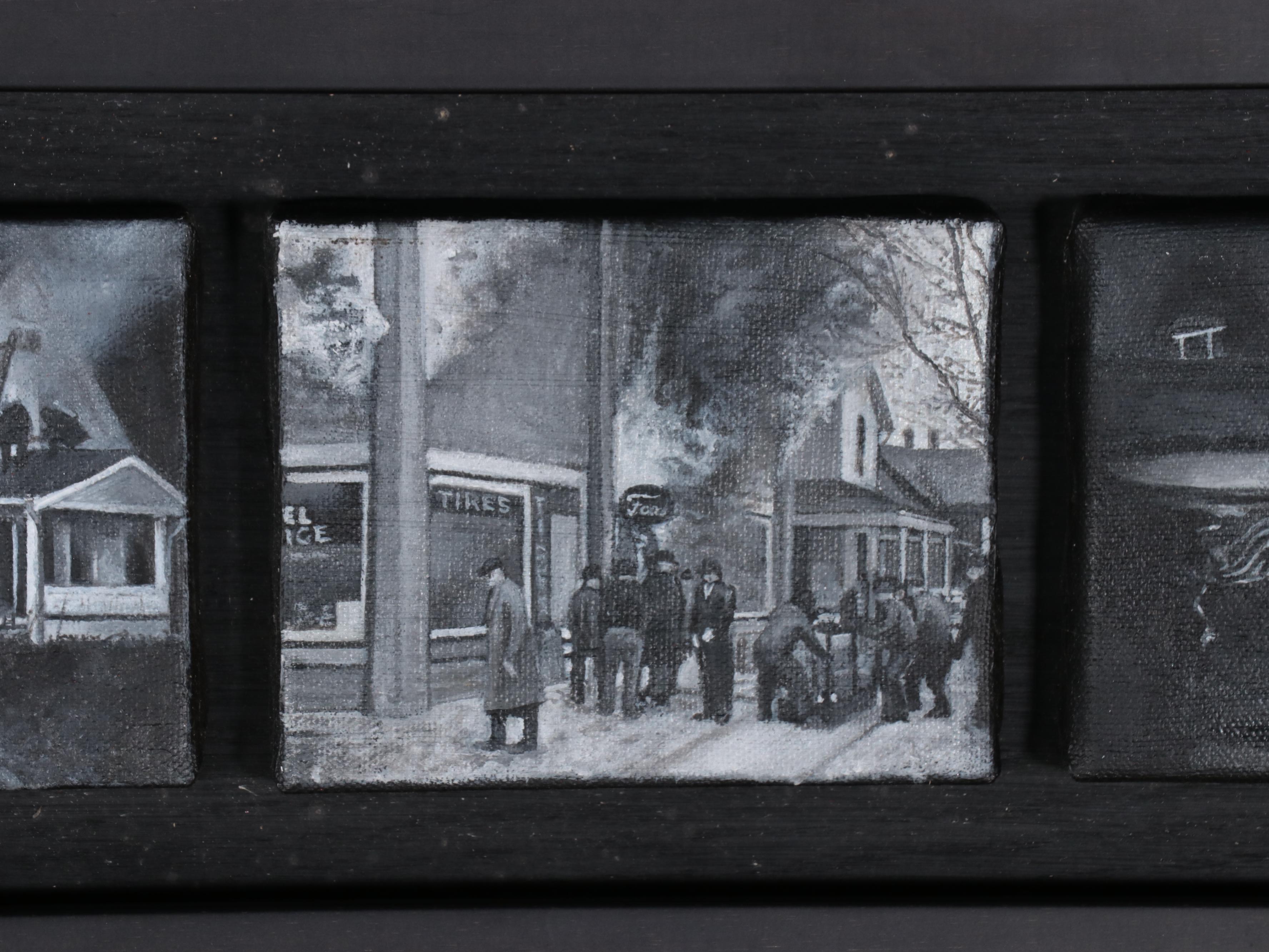 Rob Jefferson Grisaille Acrylic Painting Polyptych "Life on a Chain," 2008