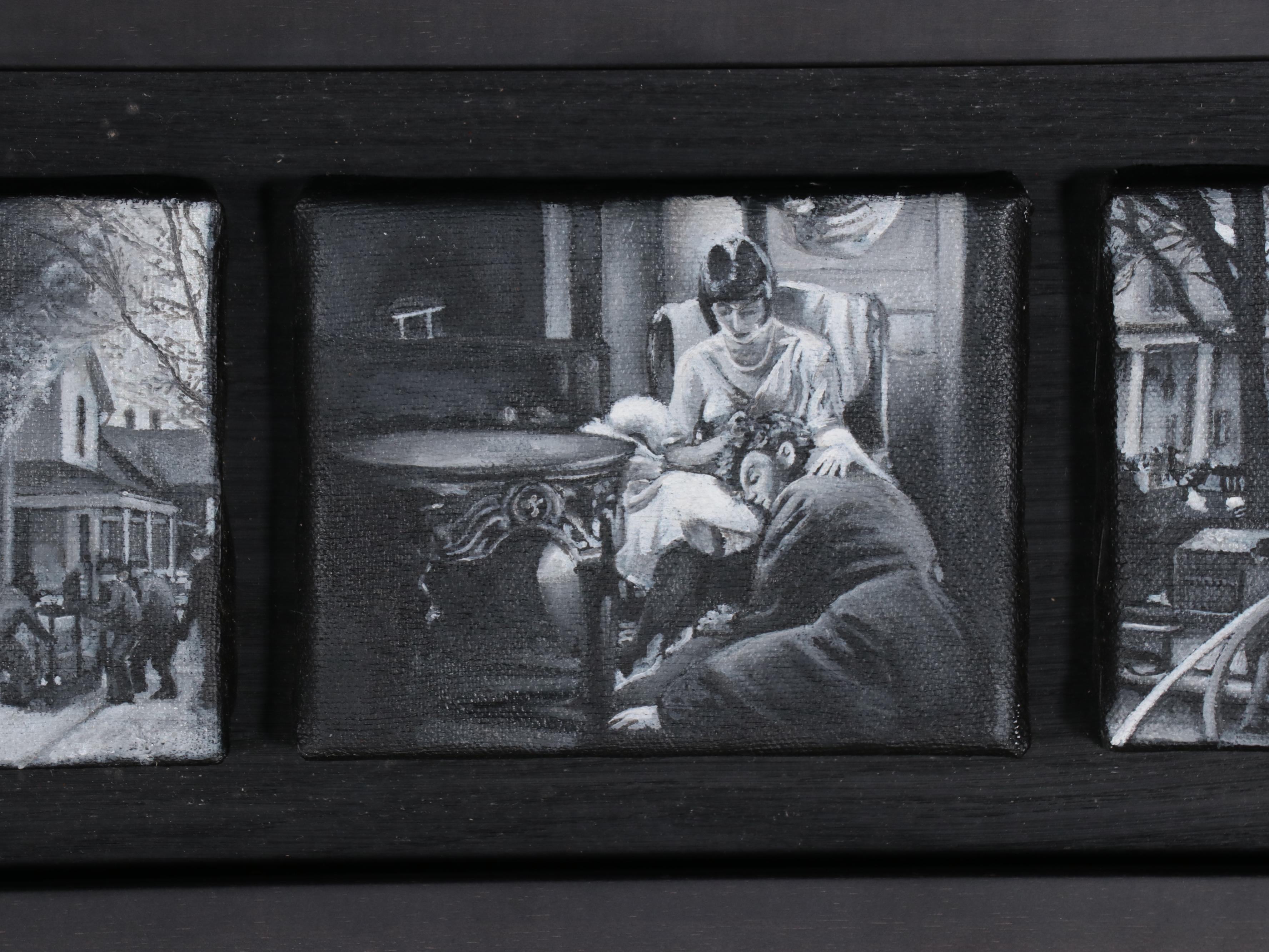 Rob Jefferson Grisaille Acrylic Painting Polyptych "Life on a Chain," 2008