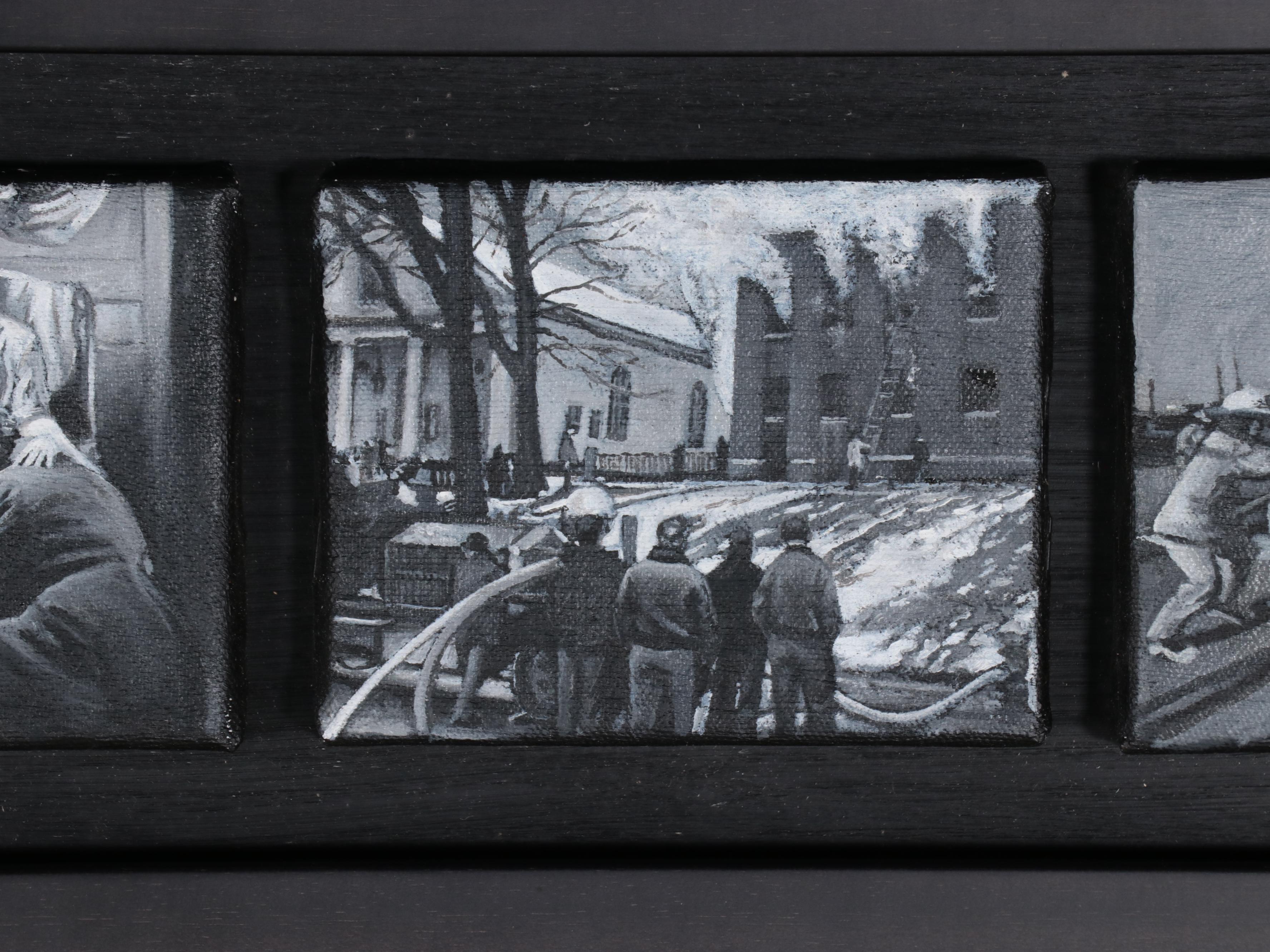 Rob Jefferson Grisaille Acrylic Painting Polyptych "Life on a Chain," 2008
