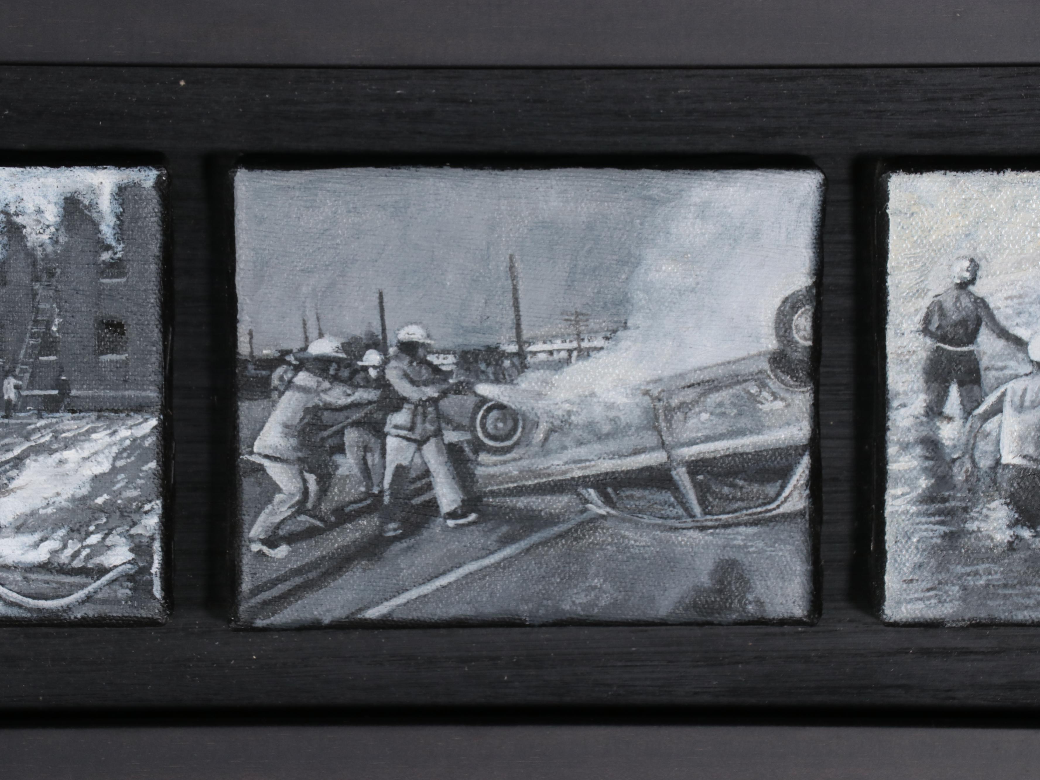 Rob Jefferson Grisaille Acrylic Painting Polyptych "Life on a Chain," 2008