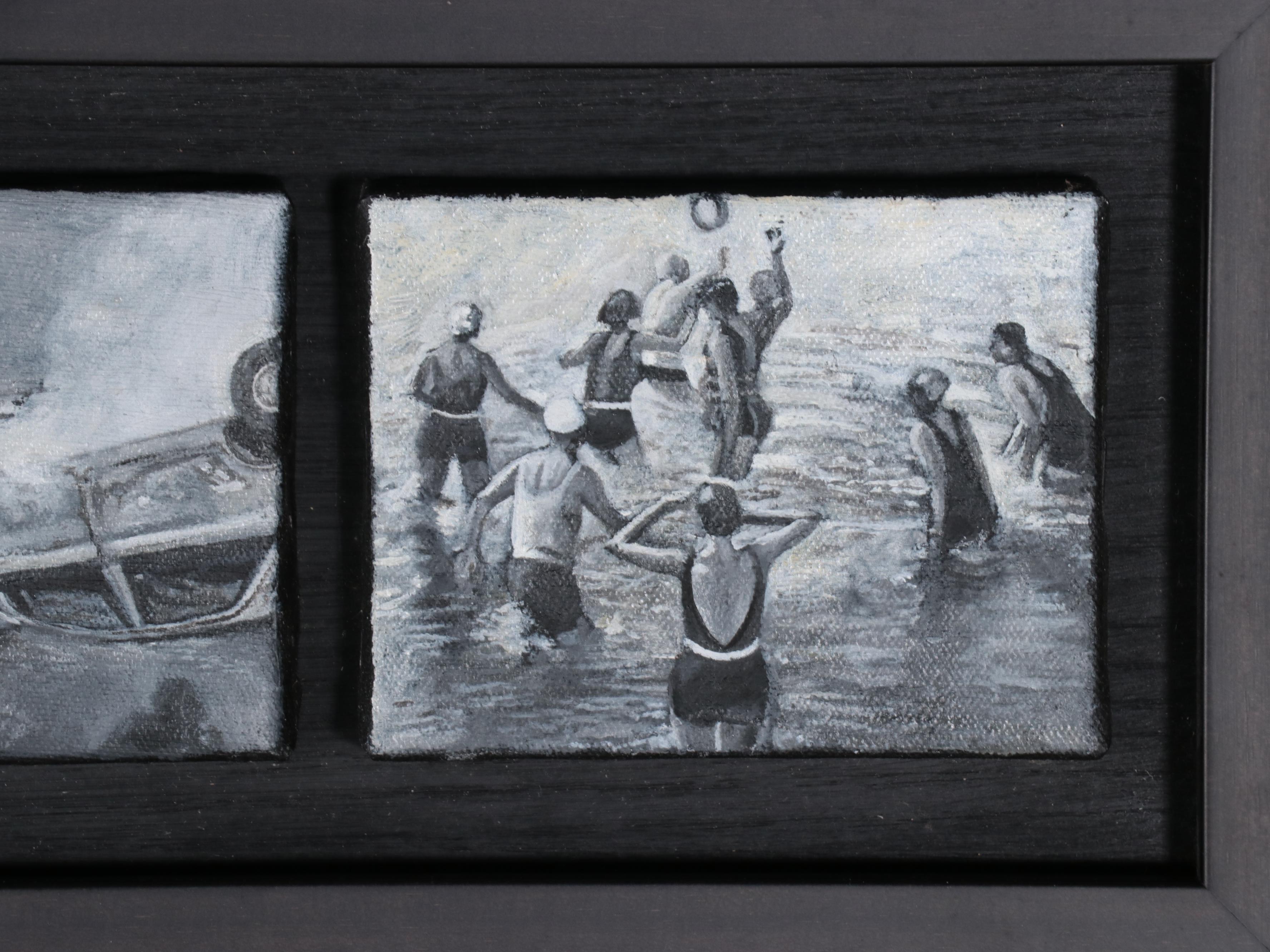 Rob Jefferson Grisaille Acrylic Painting Polyptych "Life on a Chain," 2008