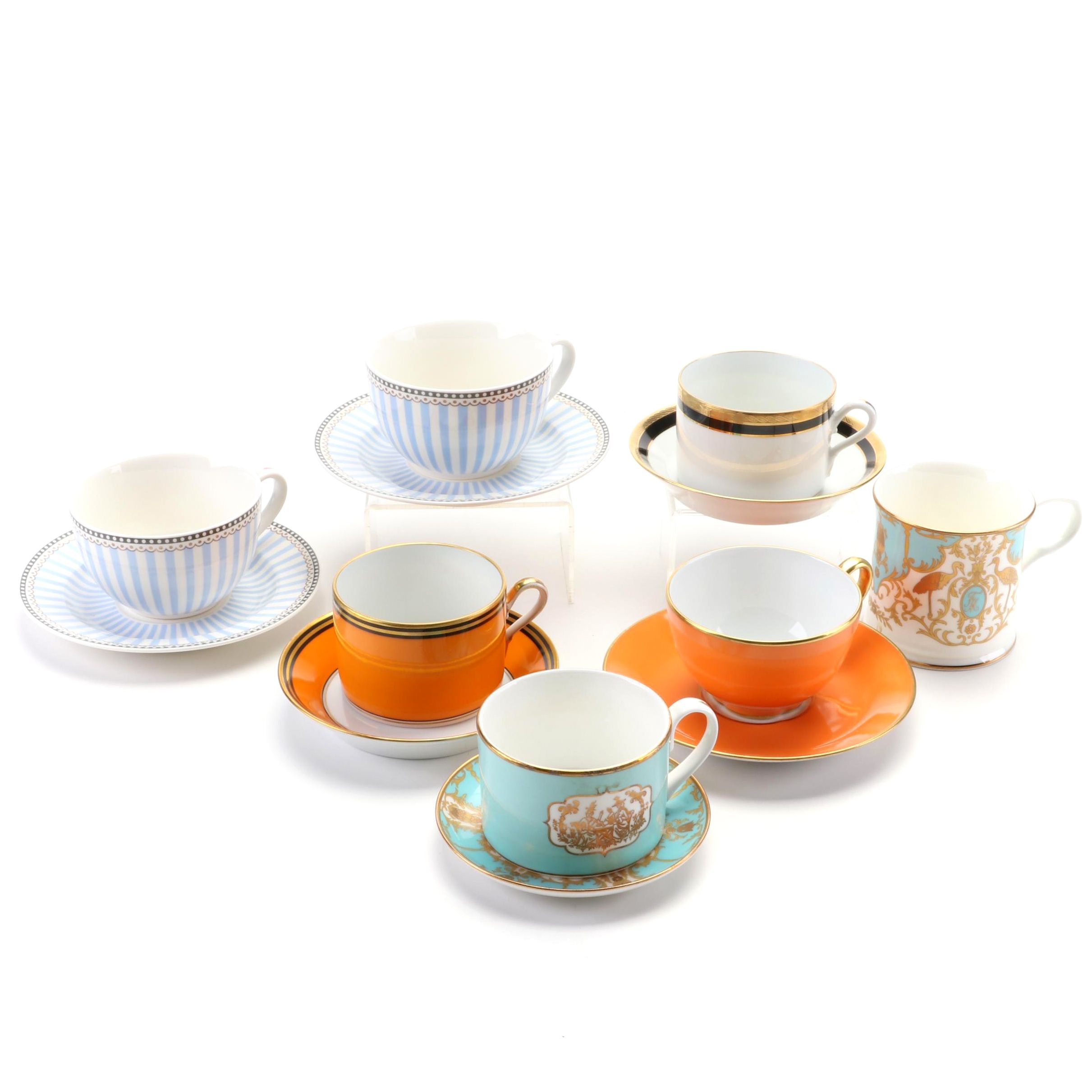 Legle Limoges, Richard Ginori and Other Cups and Saucers with Mug