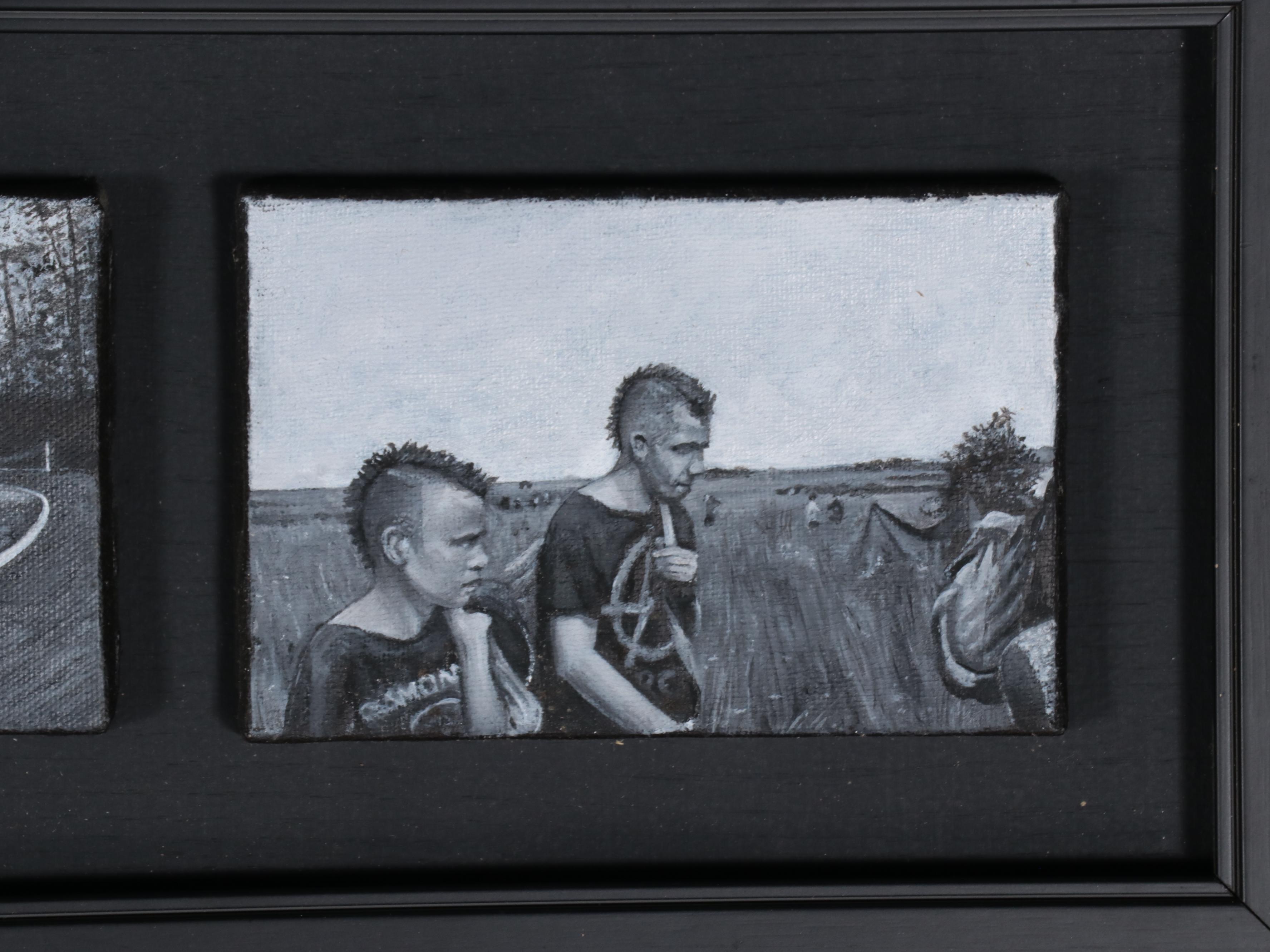 Rob Jefferson Grisaille Acrylic Painting Polyptych "Poor Boys & Pilgrims," 2006