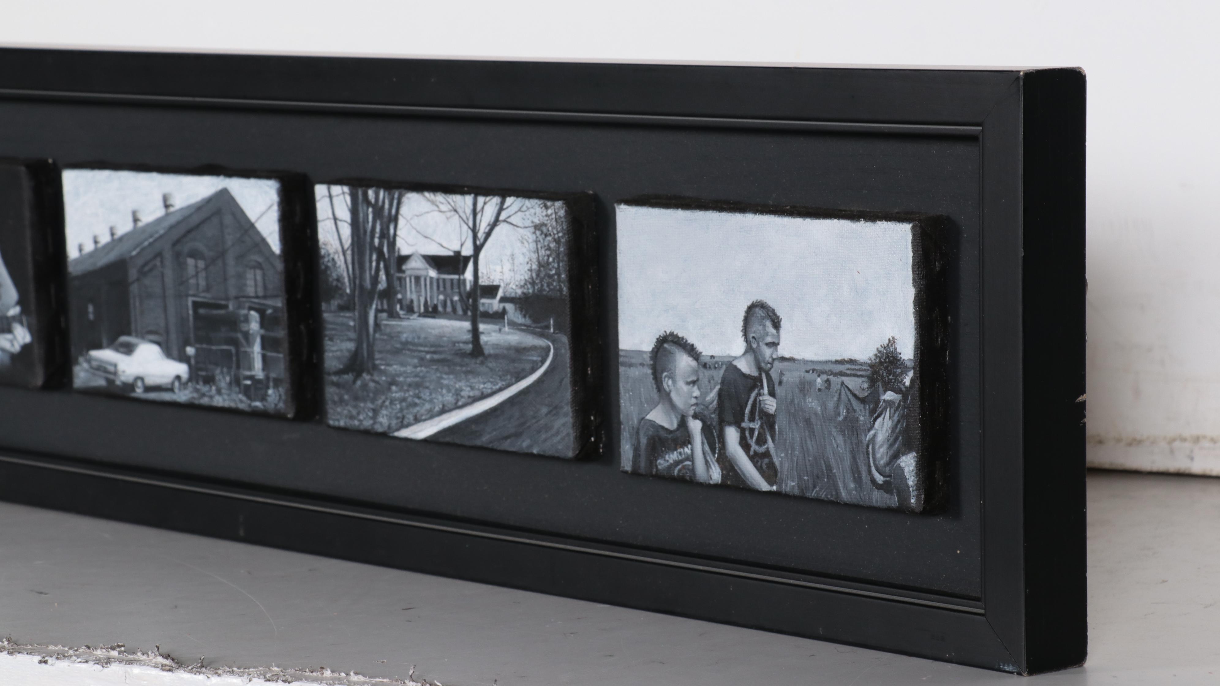 Rob Jefferson Grisaille Acrylic Painting Polyptych "Poor Boys & Pilgrims," 2006